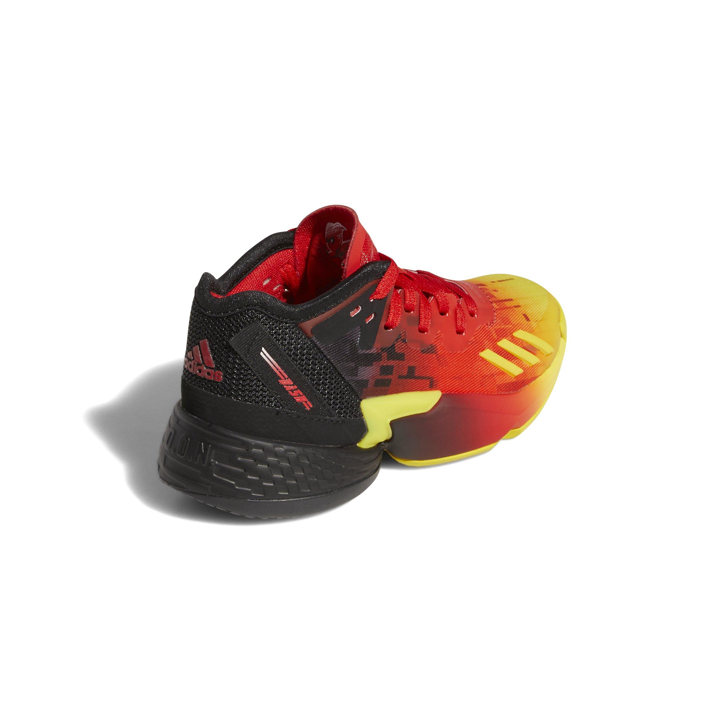 adidas D.O.N. Issue #4 "Red/Core Black" Grade School Kids' Basketball Shoe - BLACK/RED/YELLOW Thumbnail View 8