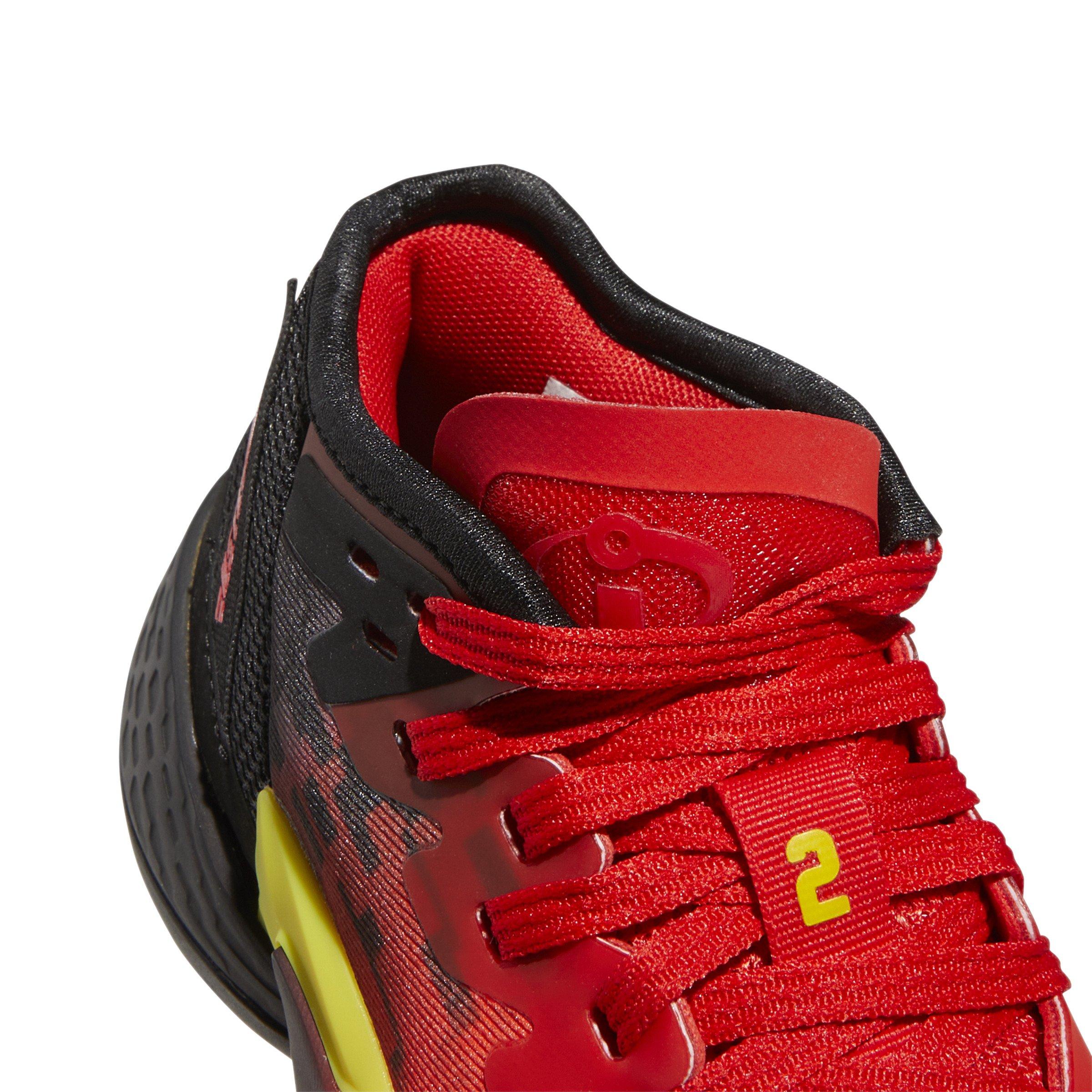 adidas D.O.N. Issue #4 "Red/Core Black" Grade School Kids' Basketball Shoe - BLACK/RED/YELLOW Thumbnail View 3