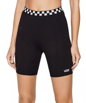 Vans Women\'s Checkerboard Bike Shorts-Black/White View 1