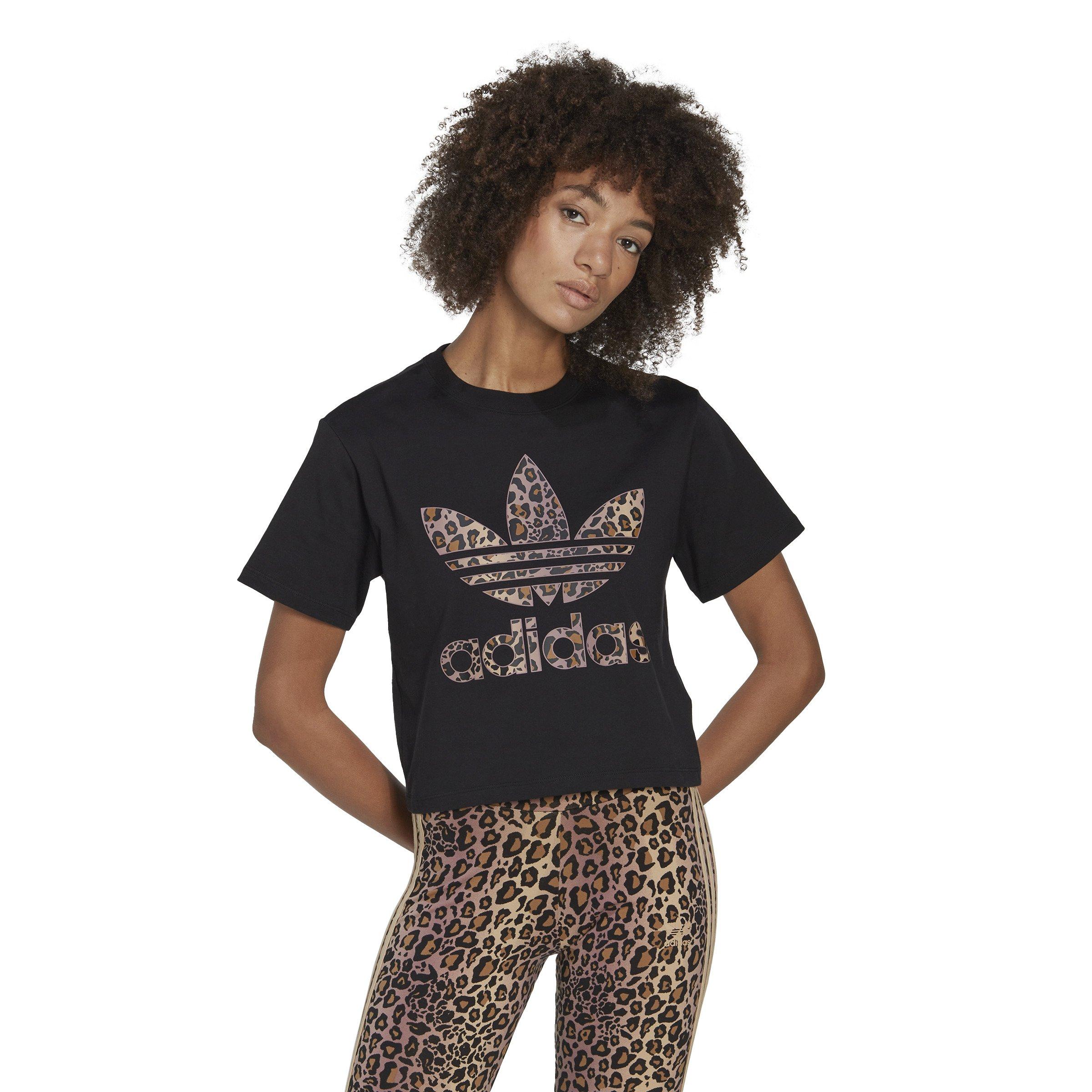 Controle inkt Alstublieft adidas Women's Cheetah Print Logo Tee-Black