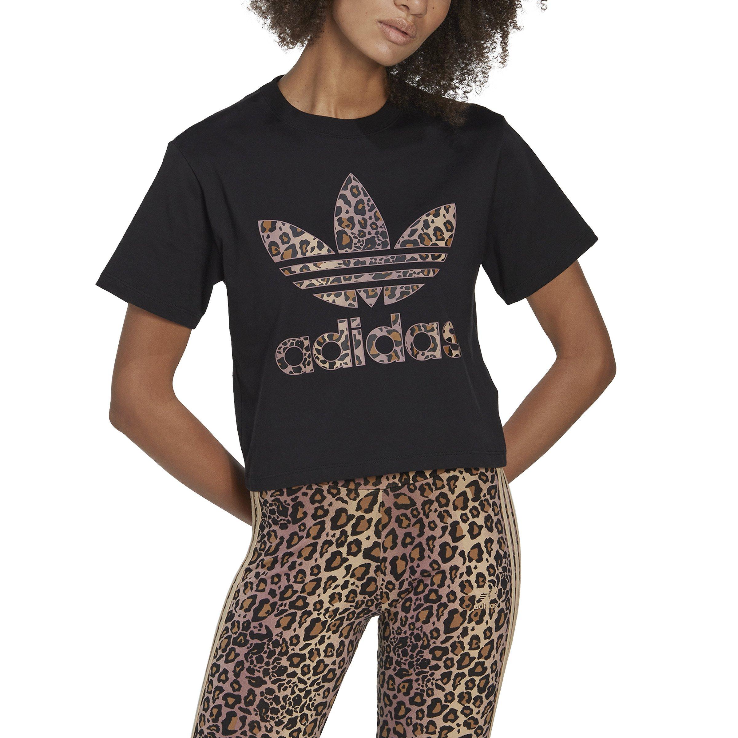 adidas Women's Cheetah Logo Tee-Black