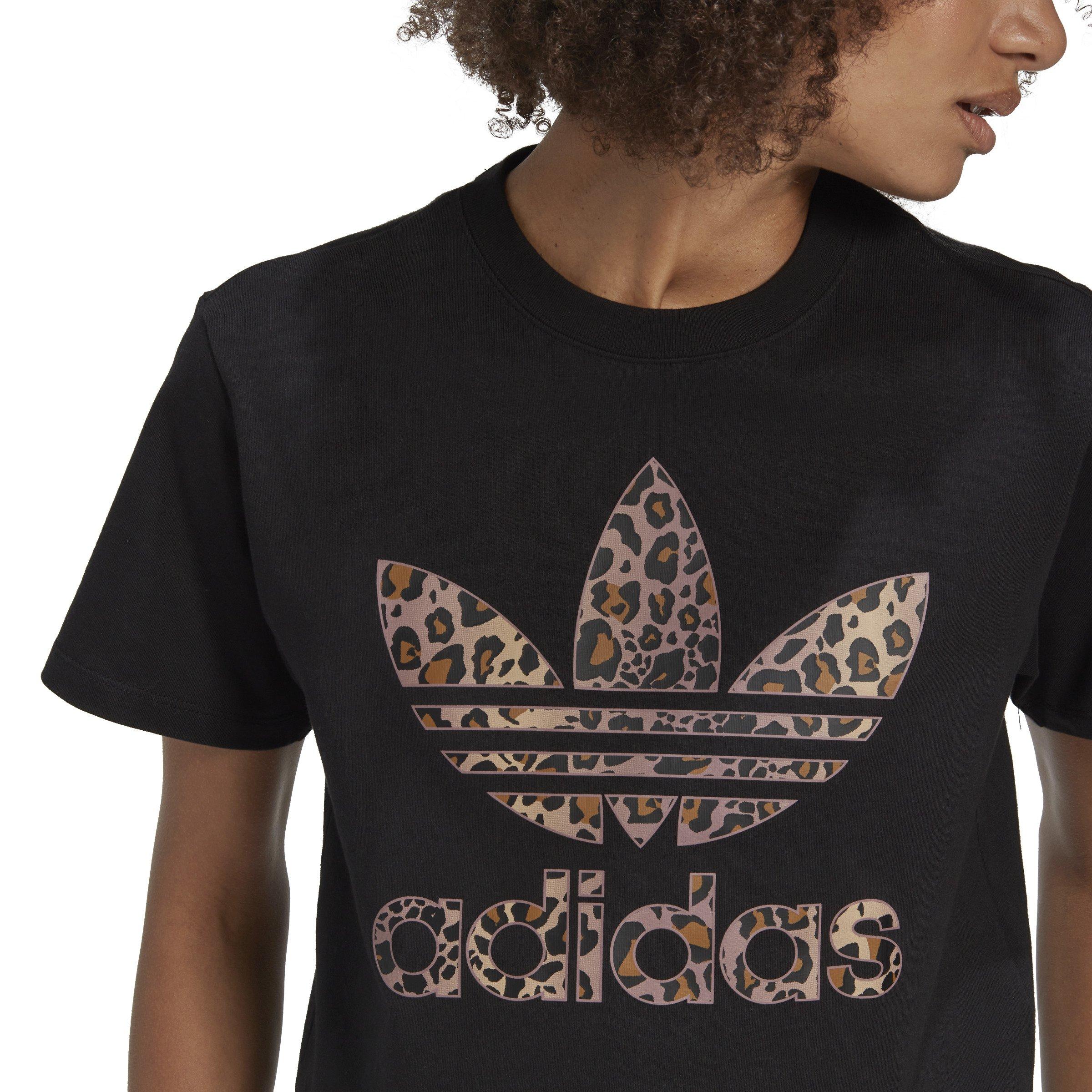 pestaña Decorar Pino adidas Women's Cheetah Print Logo Tee-Black