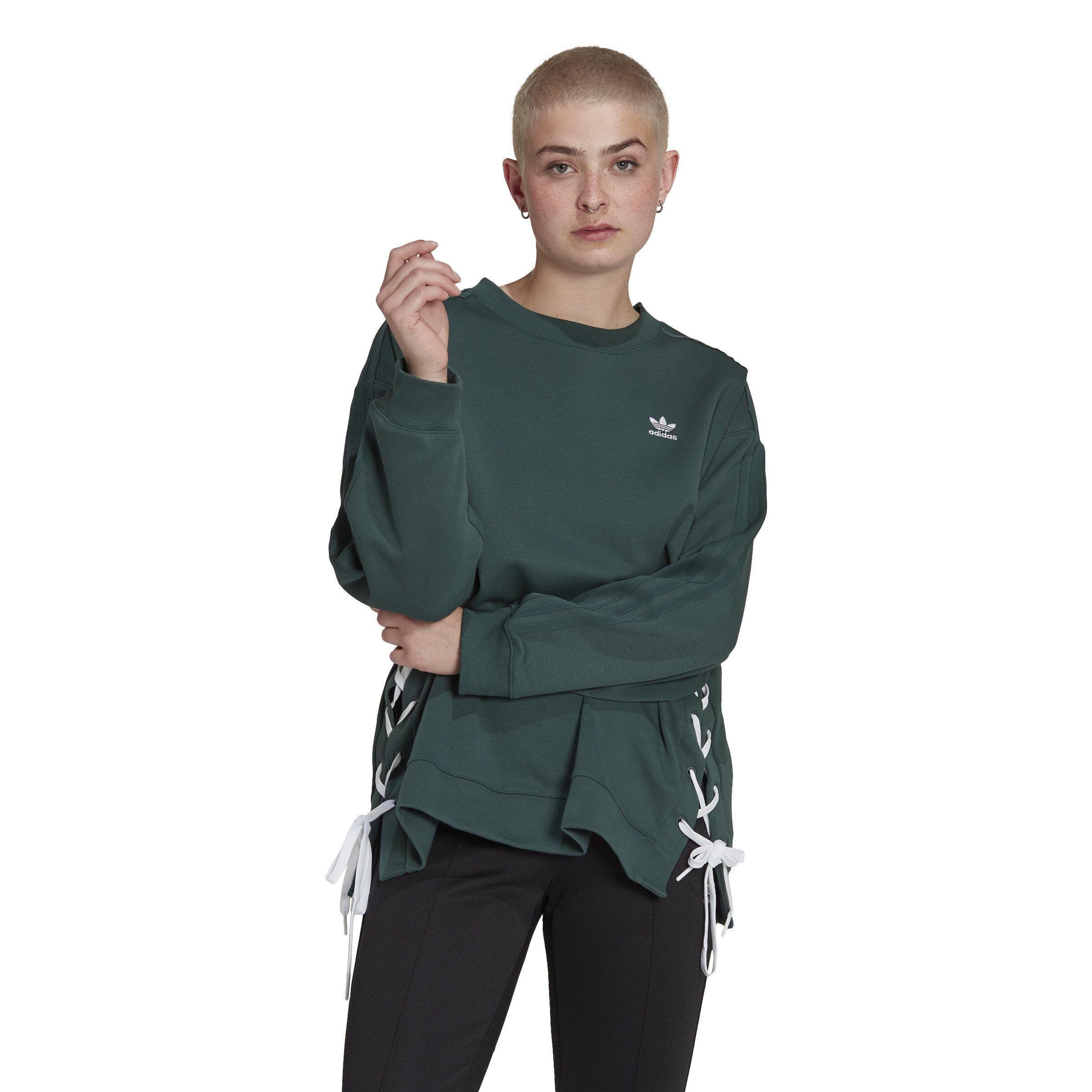 adidas Women's Always Original Laced Crew Sweatshirt-Green - Hibbett