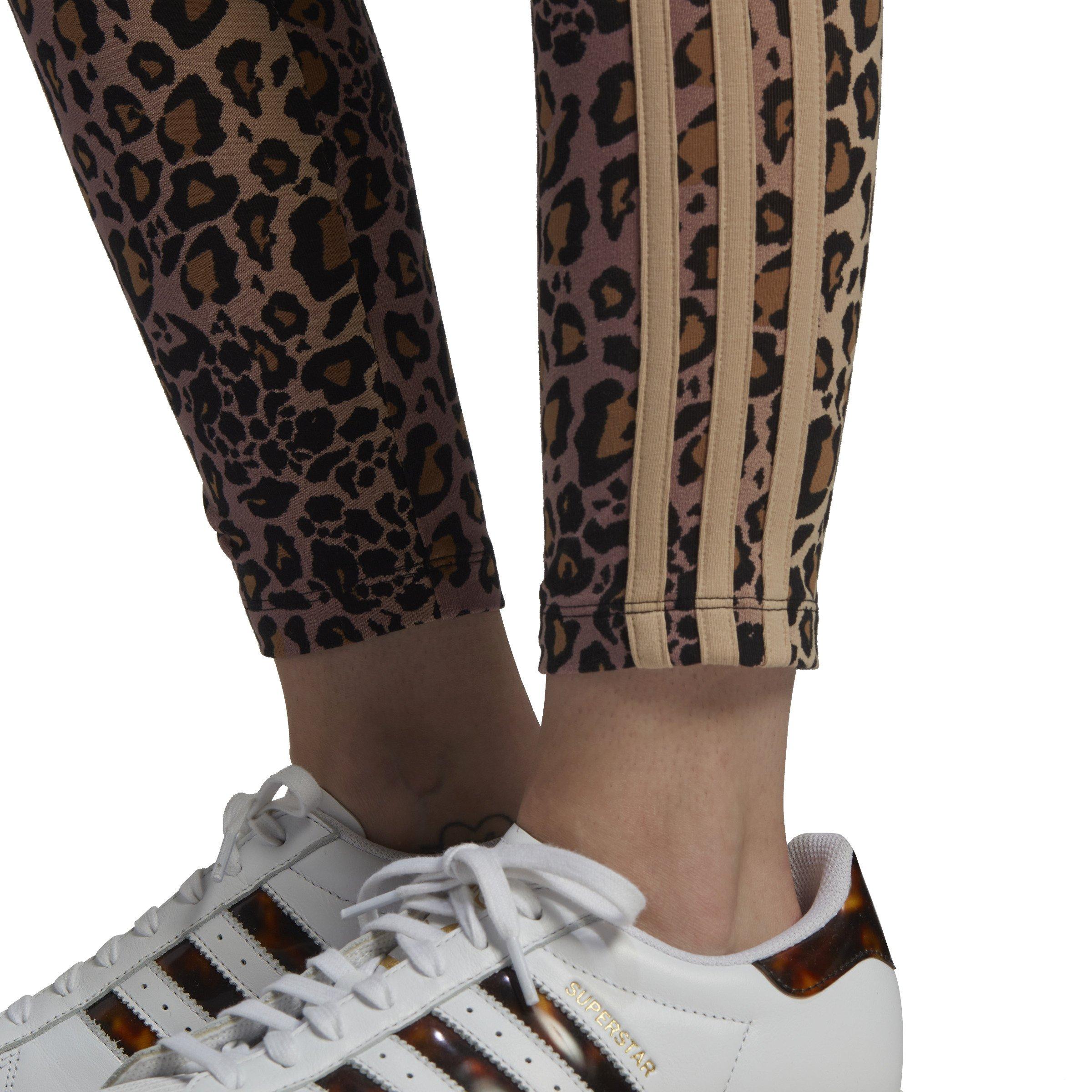 adidas Women's Pink Leopard Print Leggings - Hibbett