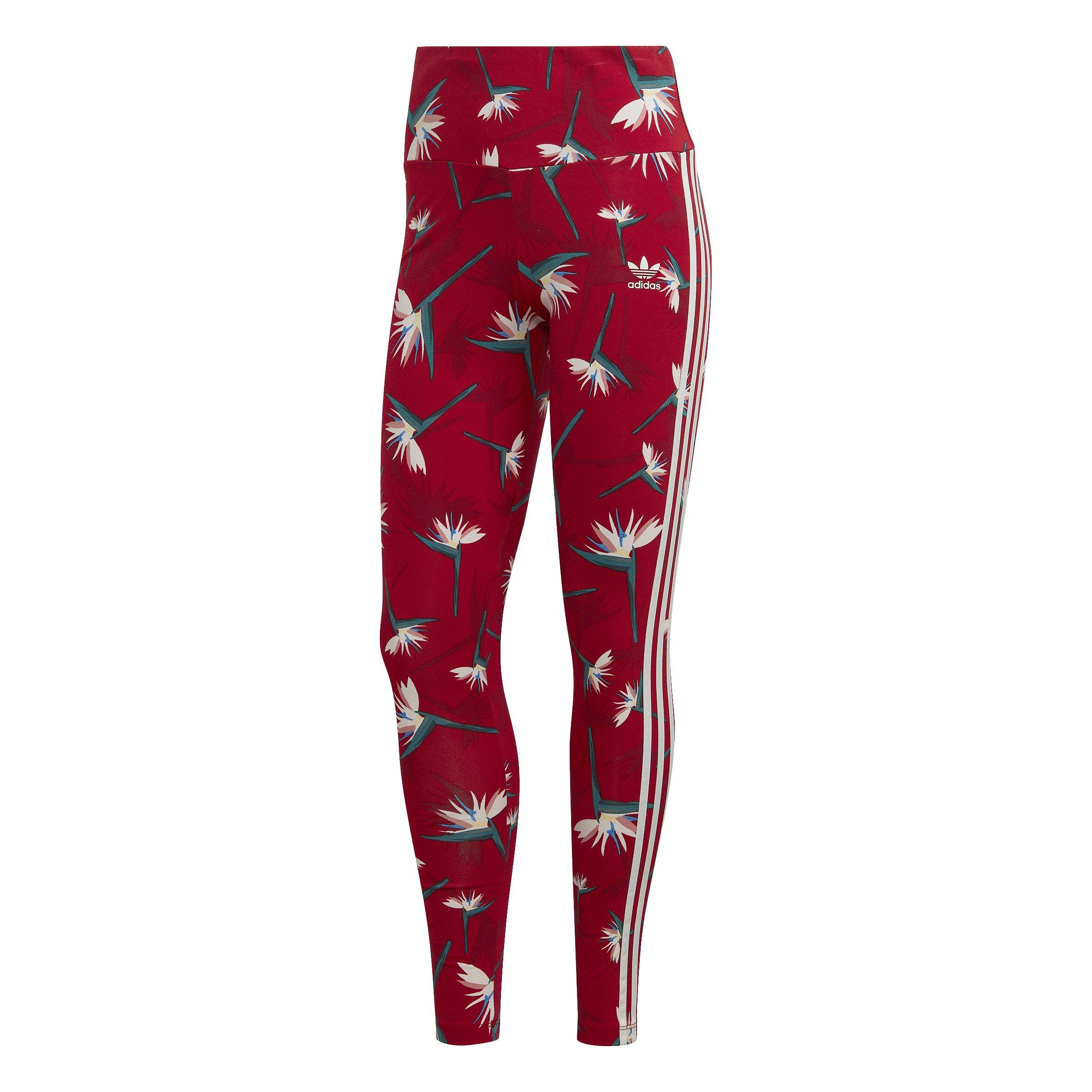 Adidas red large logo tee & black large logo leggings set (M)