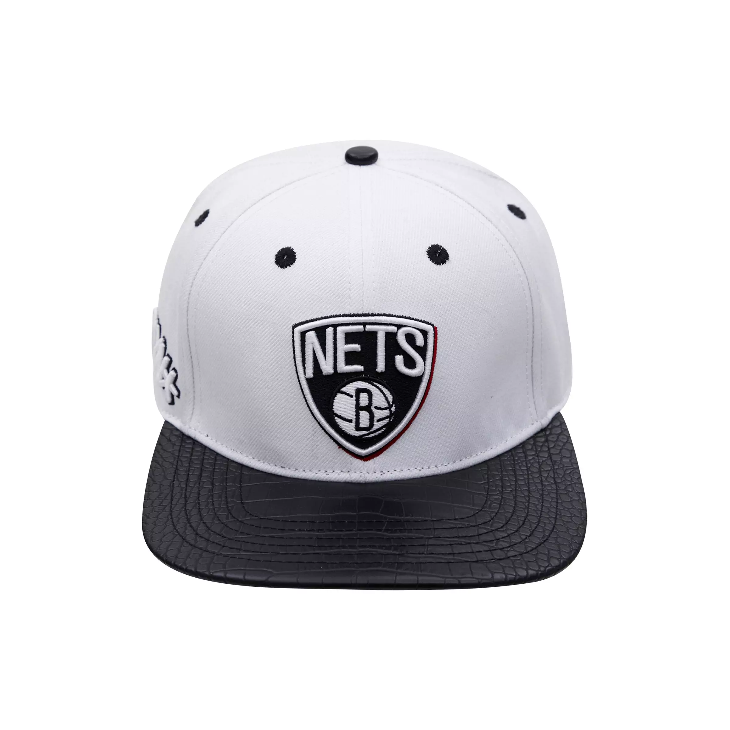 Pro Standard Brooklyn Nets Pebble Brim Snapback Hat - WHITE