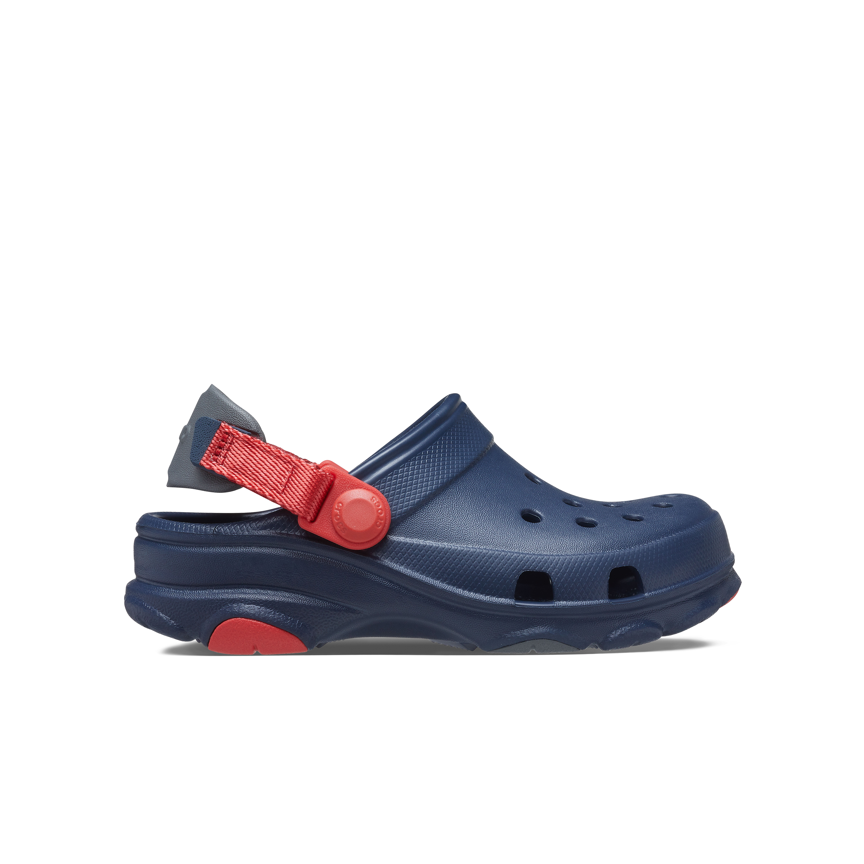 Navy blue and red 2024 crocs