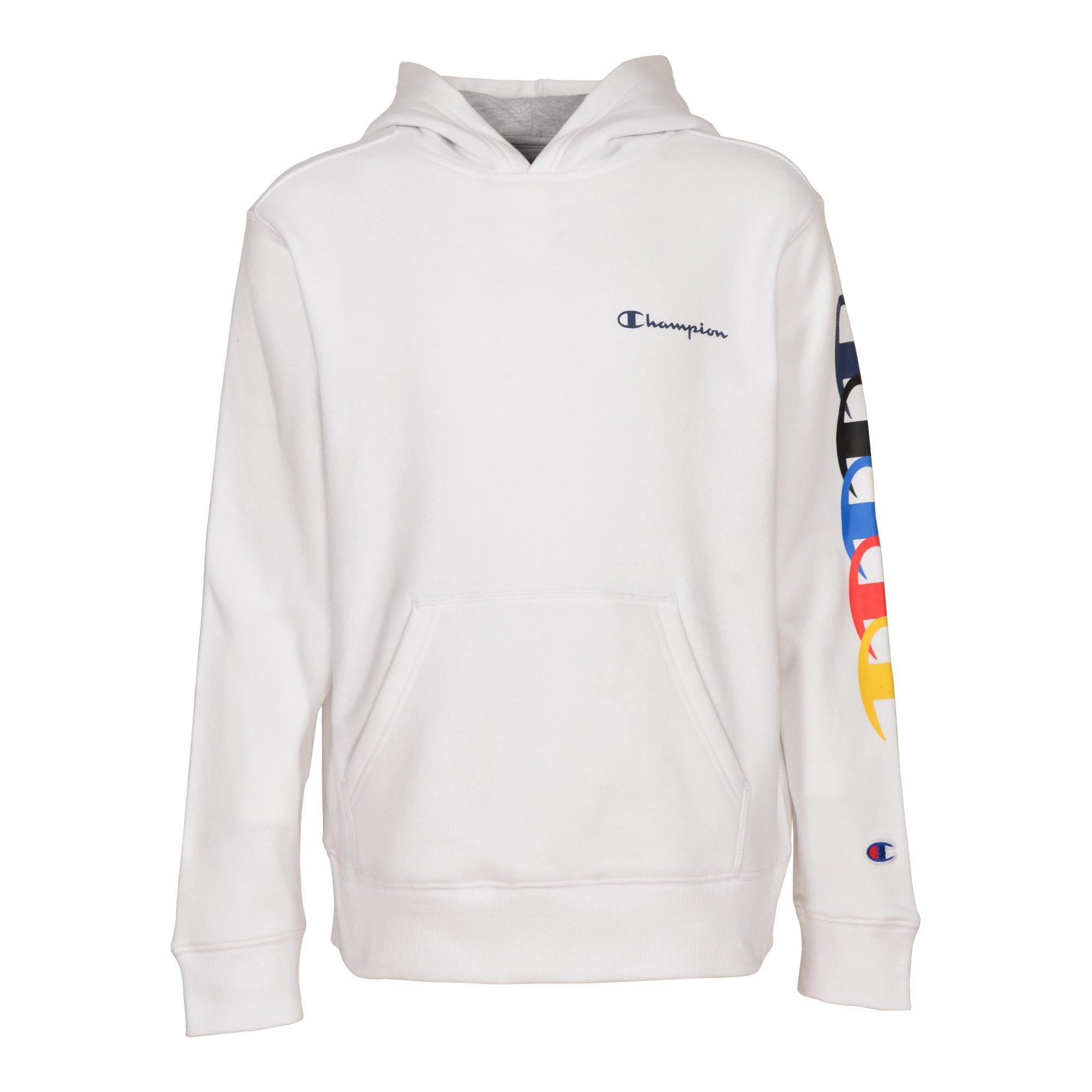 Champion flock sleeve 2024 white mens hoodie