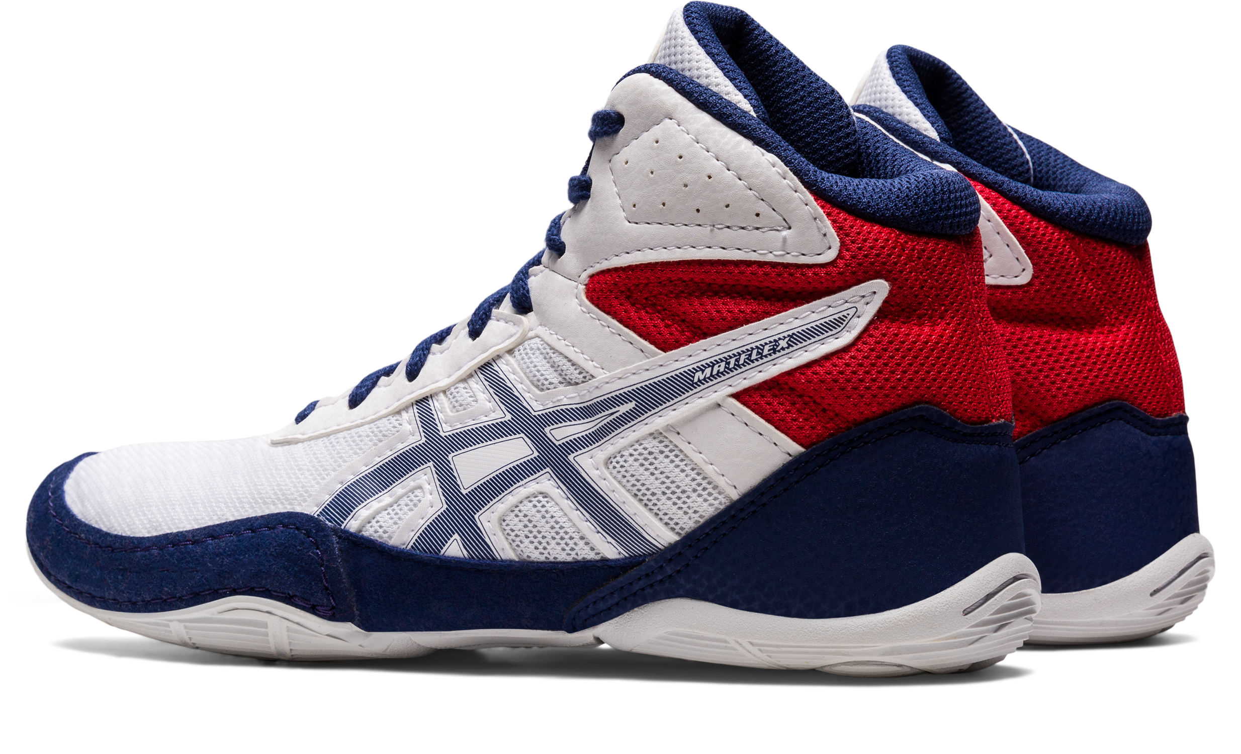 Asics red outlet white and blue