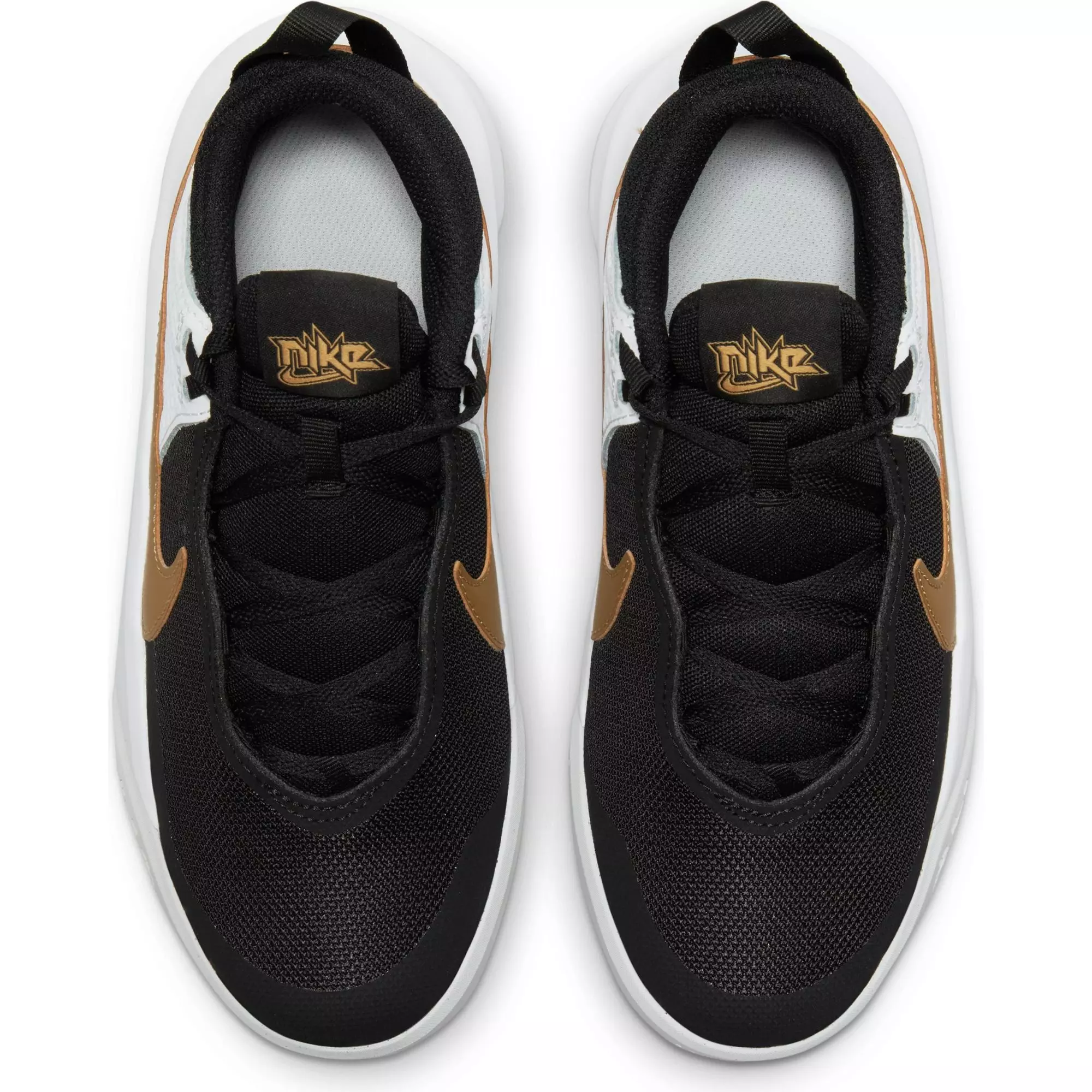 Nike Team Hustle D 10 "Black/Metallic Gold/White" Grade School Boys' Basketball Shoe - BLACK/GOLD/WHITE