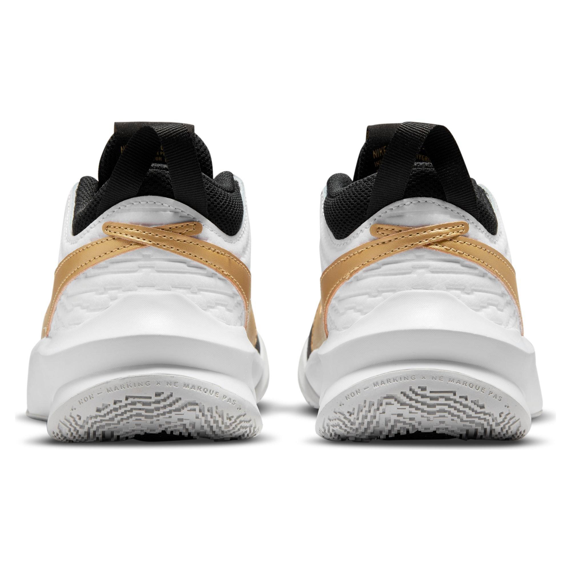 Nike Team Hustle D 10 "Black/Metallic Gold/White" Grade School Boys' Basketball Shoe - BLACK/GOLD/WHITE Thumbnail View 8