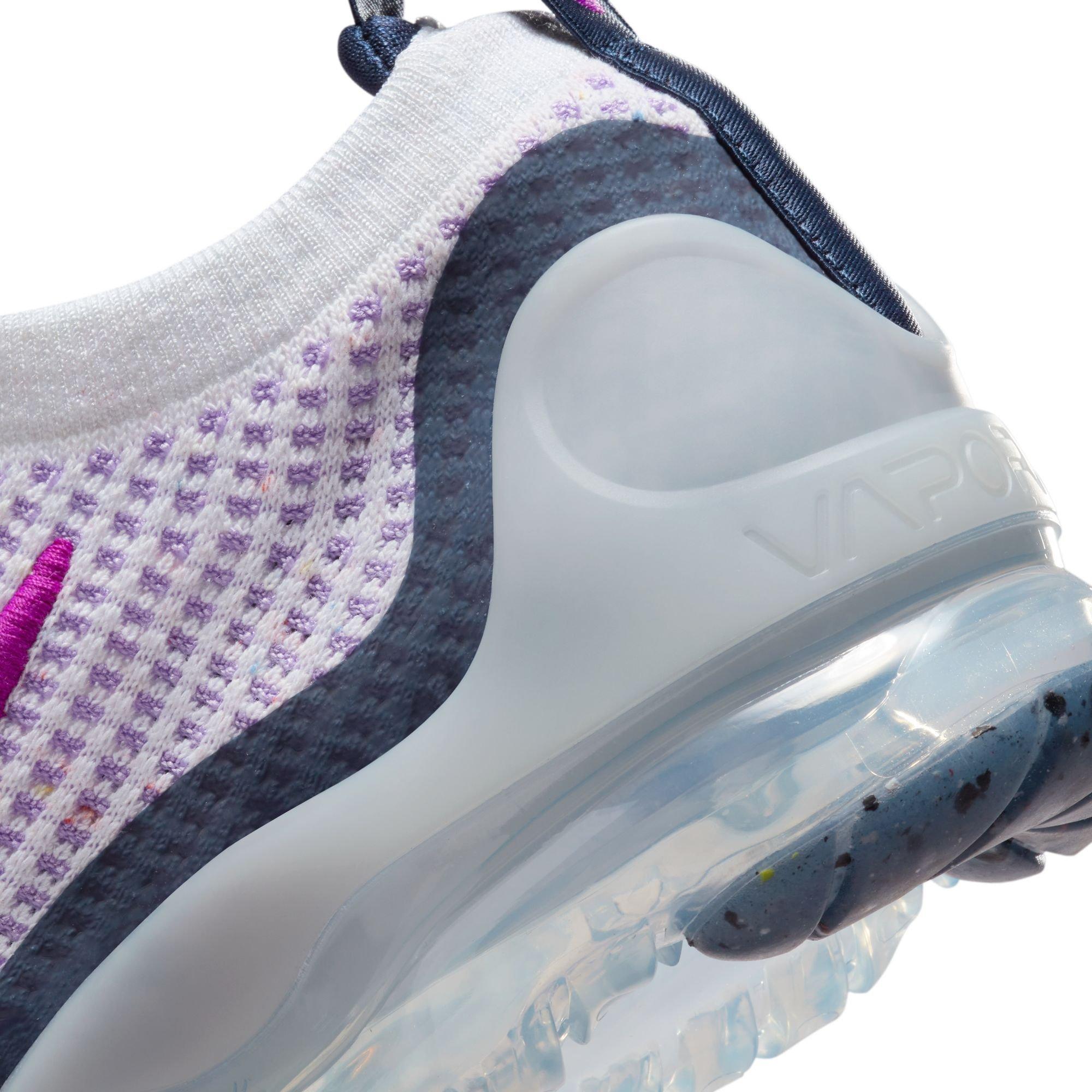 Nike Air VaporMax 2021 FK Grade School Girls' White/Sliver/Midnight Navy Shoe