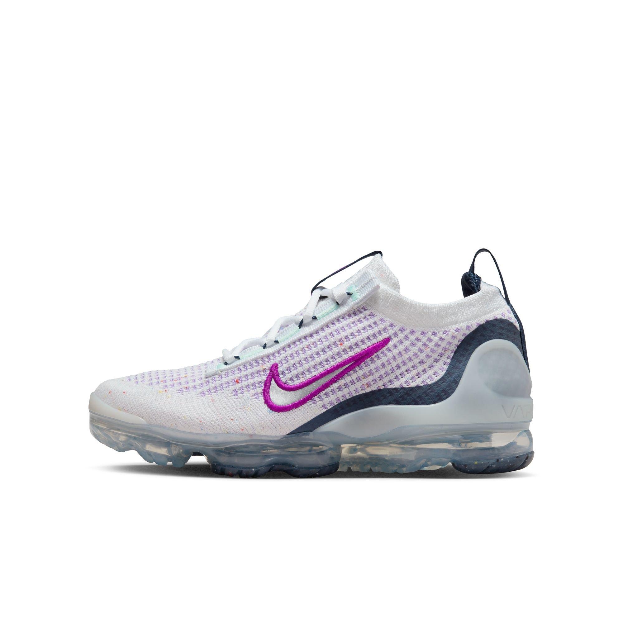 Nike Air VaporMax 2021 FK Grade School Girls' White/Sliver/Midnight Navy Shoe