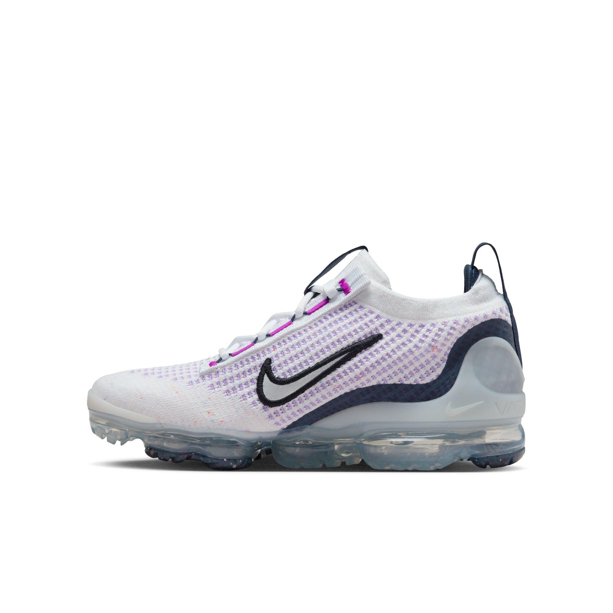 Nike Air VaporMax 2021 FK Grade School Girls' White/Sliver/Midnight Navy Shoe