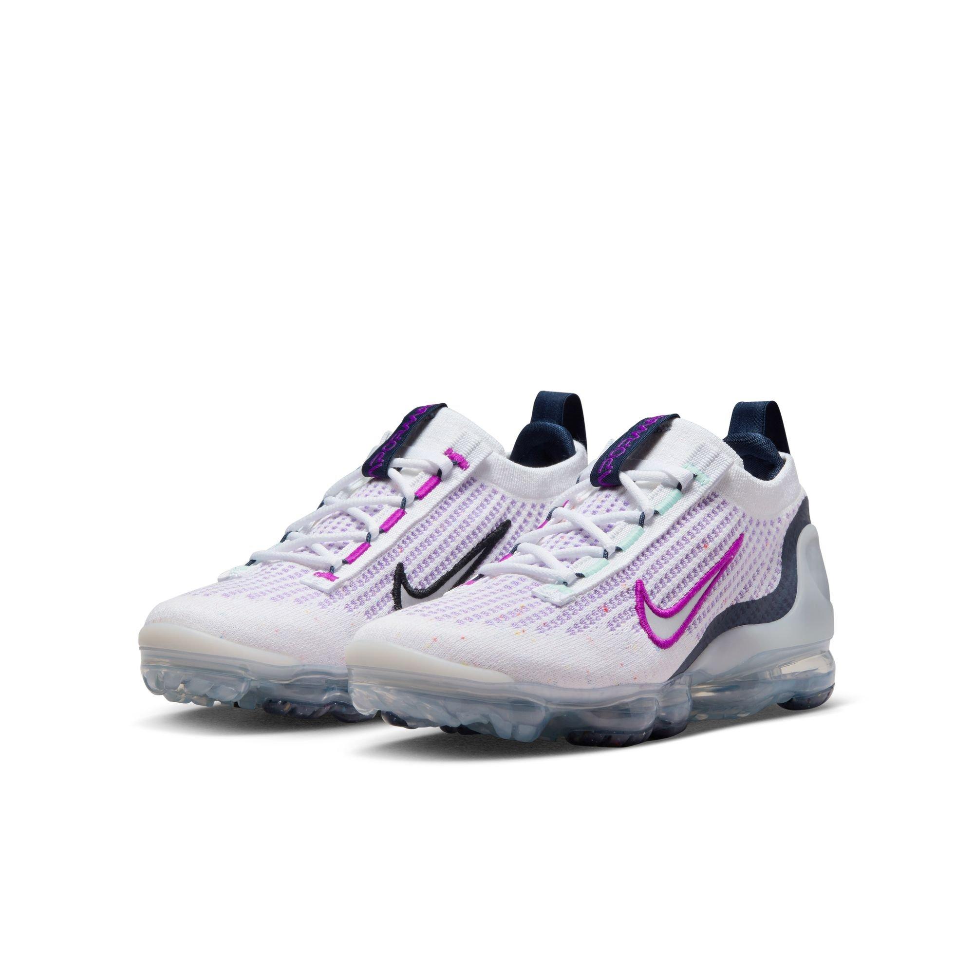 Nike Air VaporMax 2021 FK Grade School Girls' White/Sliver/Midnight Navy Shoe