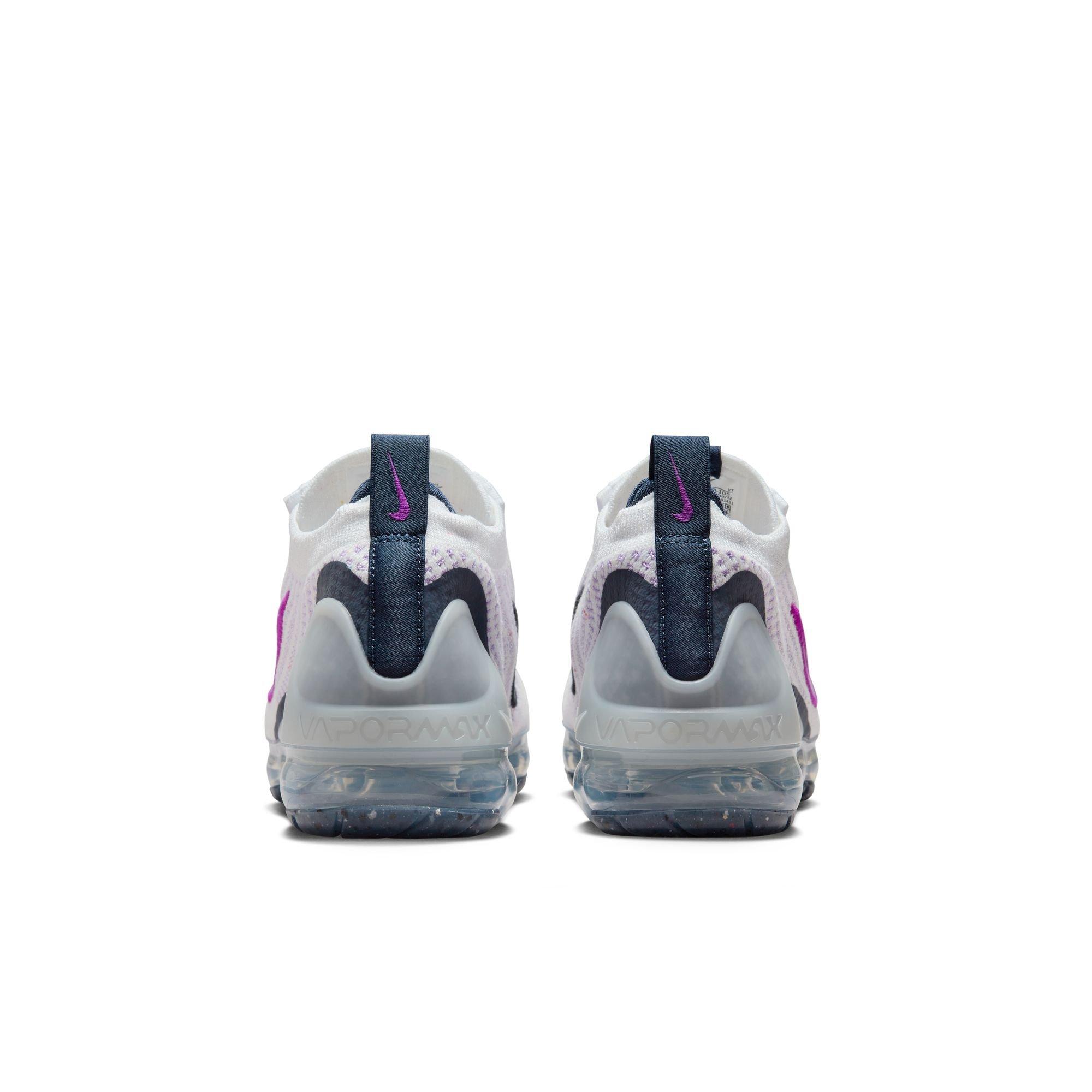 Nike Air VaporMax 2021 FK Grade School Girls' White/Sliver/Midnight Navy Shoe