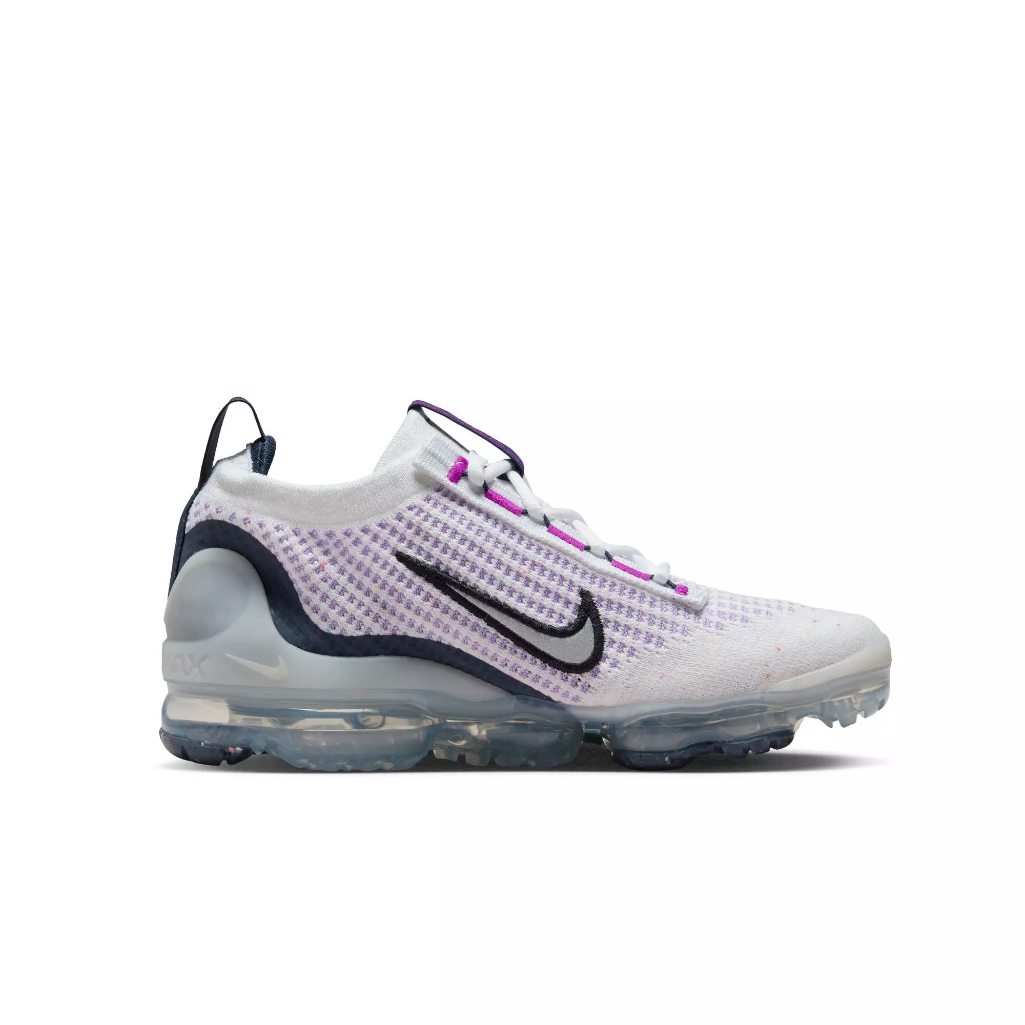 Nike Air VaporMax 2021 FK "White/Sliver/Midnight Navy" Grade School Girls' Shoe - WHITE/PURPLE