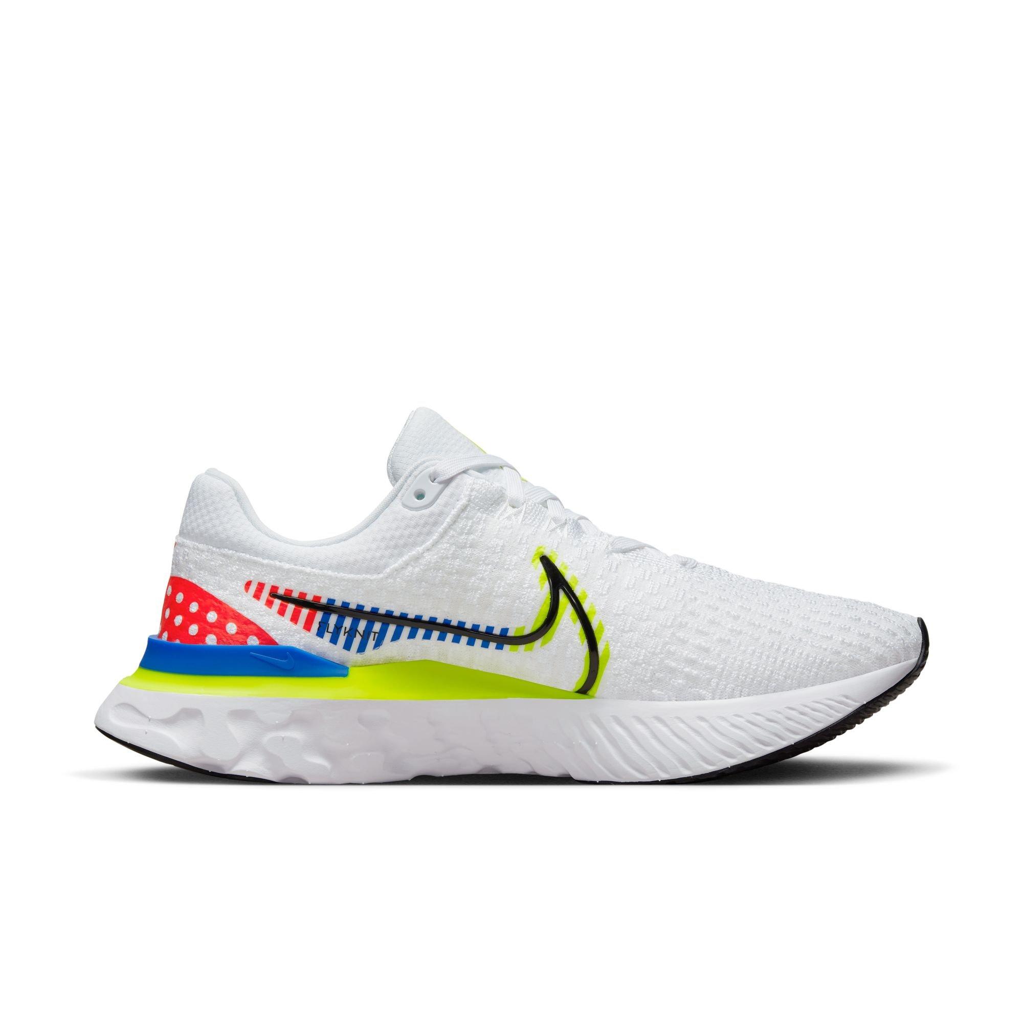 Nike epic react flyknit 2 2025 men's running shoe white/white-black-racer blue 8.5