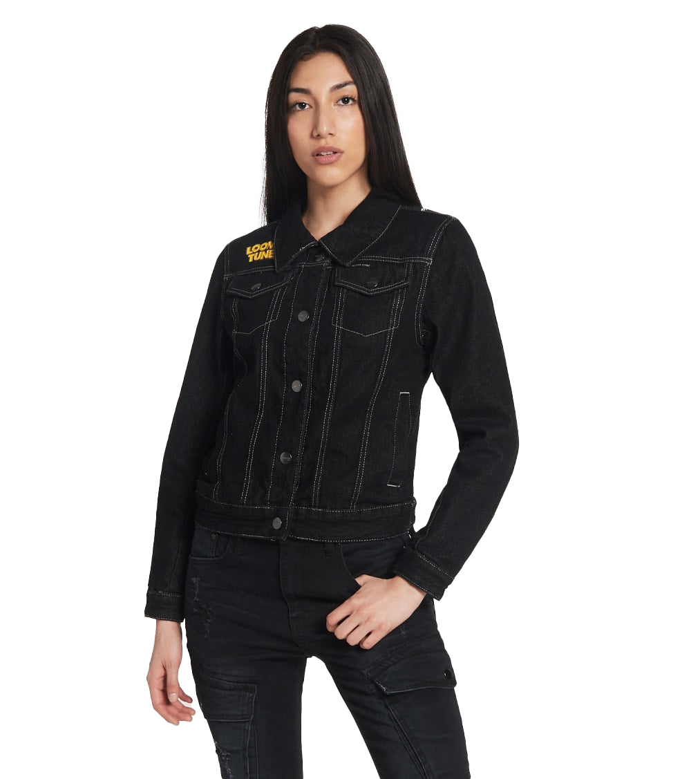 Members Only Women's Looney Tunes Denim Trucker Jacket