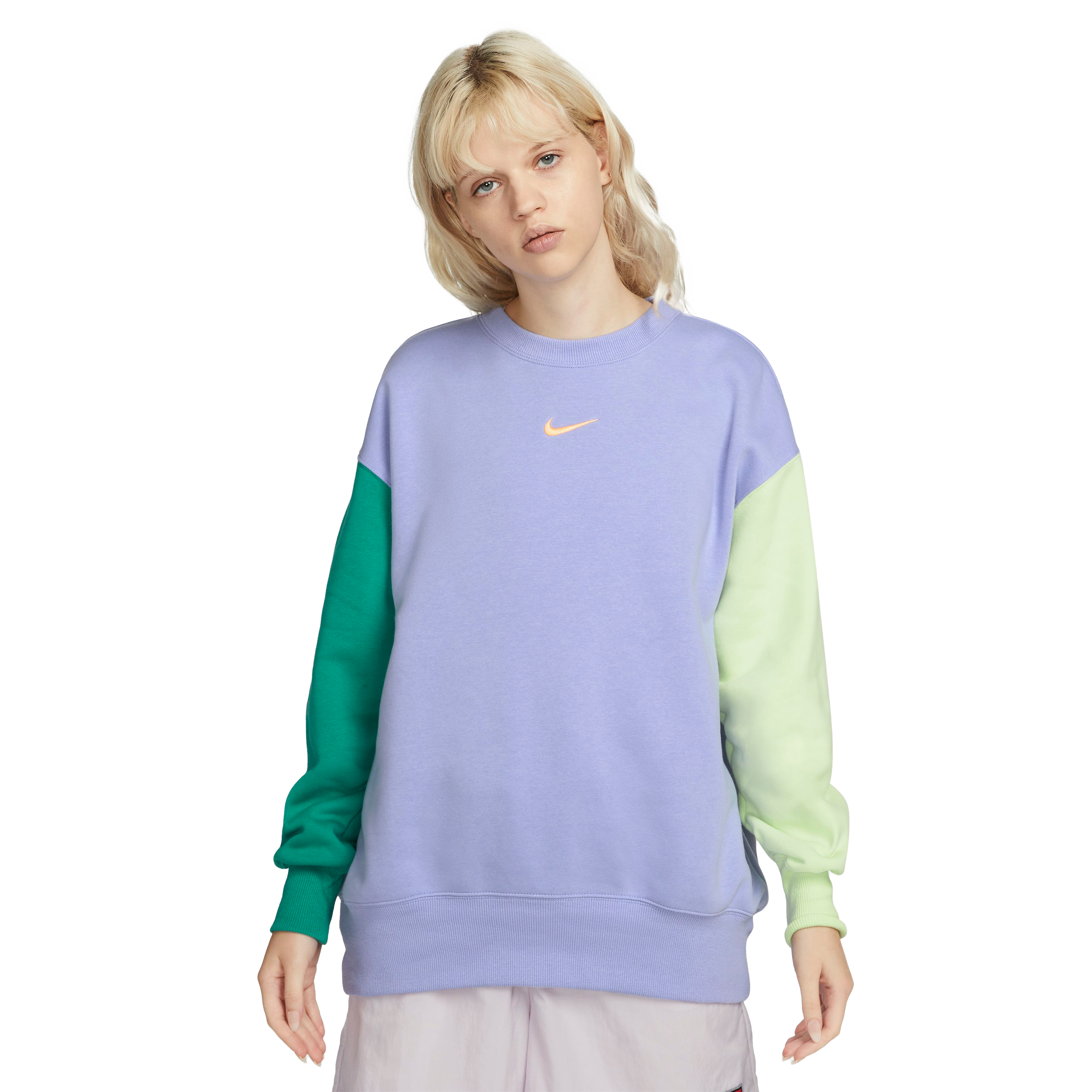 Nike mini metallic swoosh online oversized pastel purple hoodie