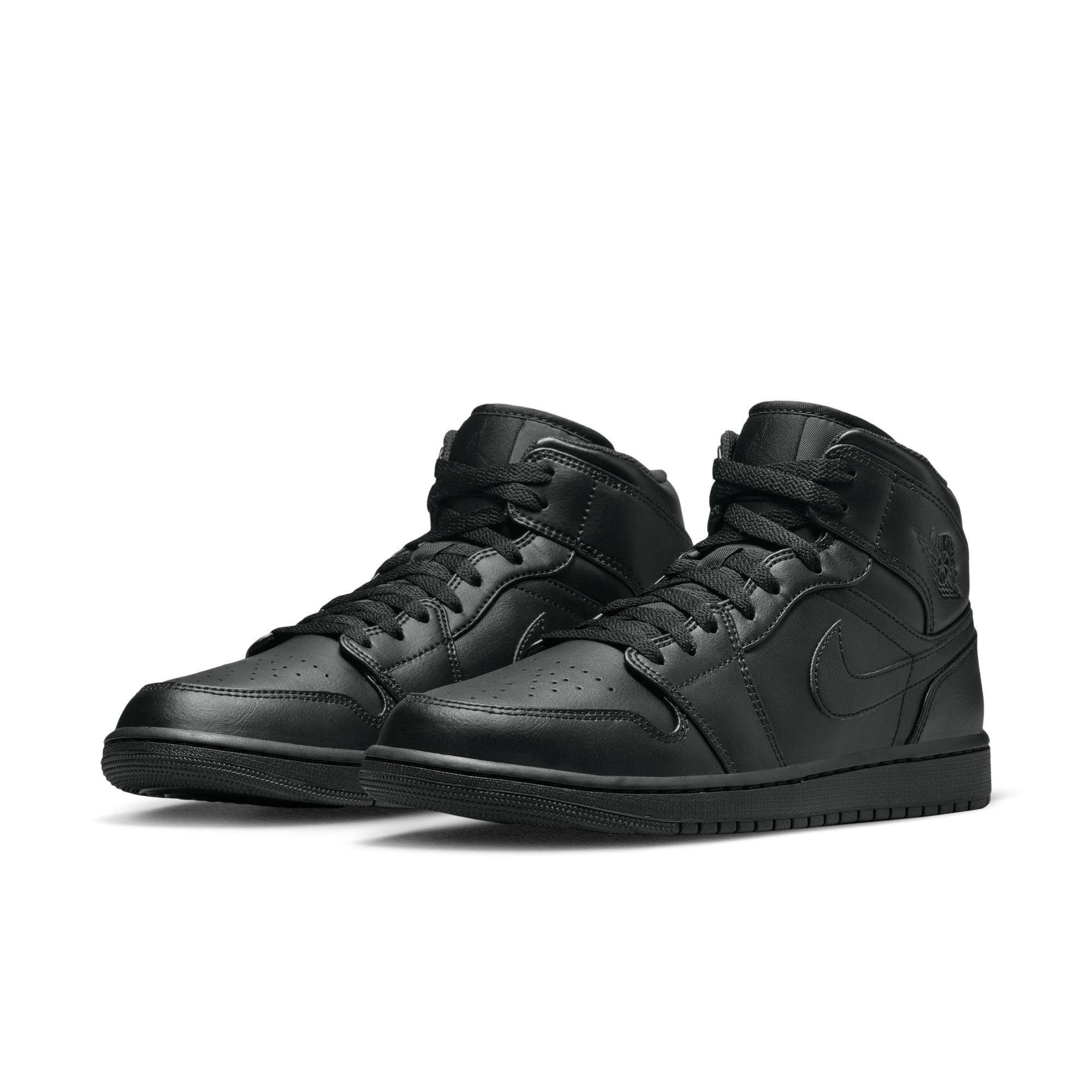 Jordan 1 Mid "Black/Black" Men's Shoe - BLACK Thumbnail View 7