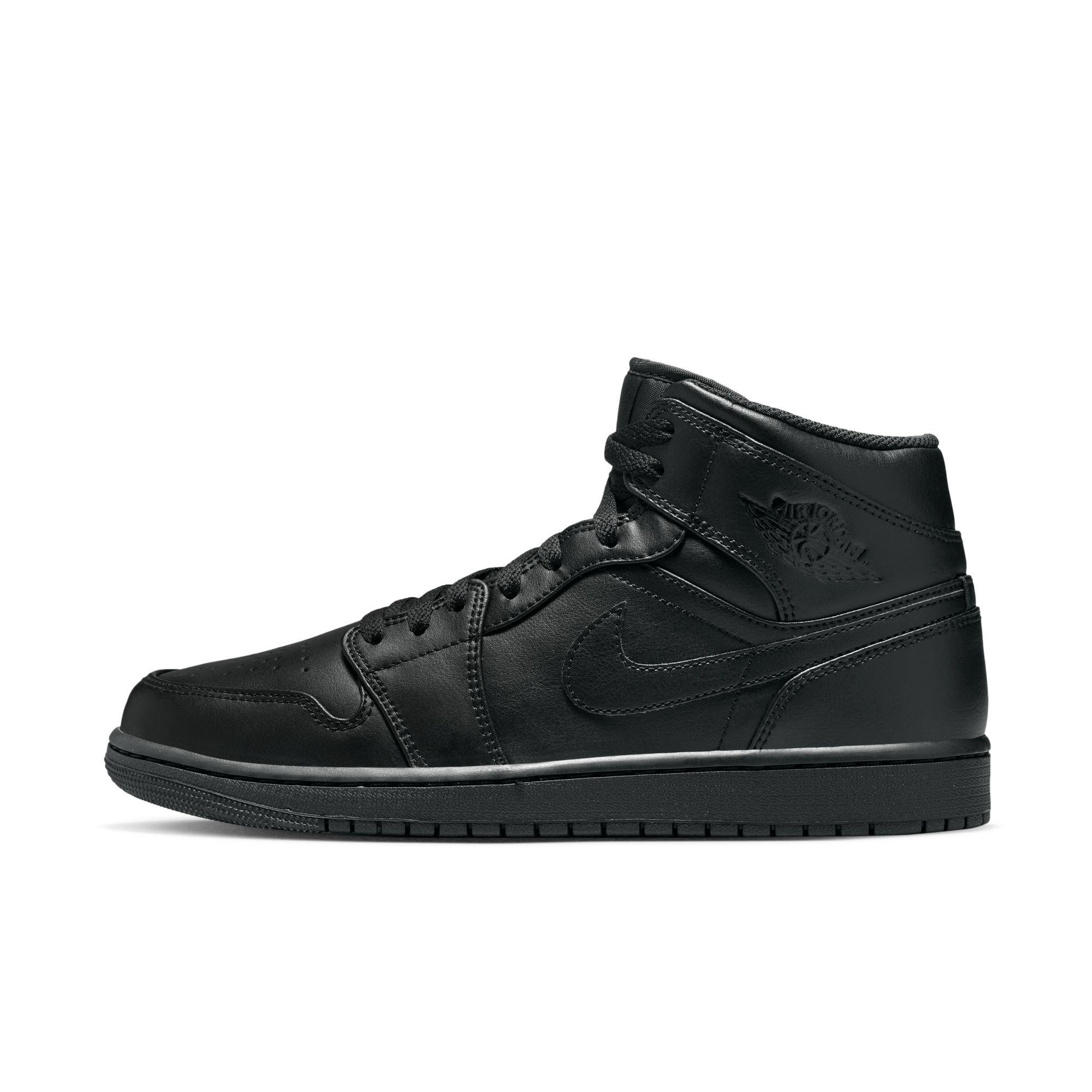 Jordan 1 Mid "Black/Black" Men's Shoe - BLACK Thumbnail View 5
