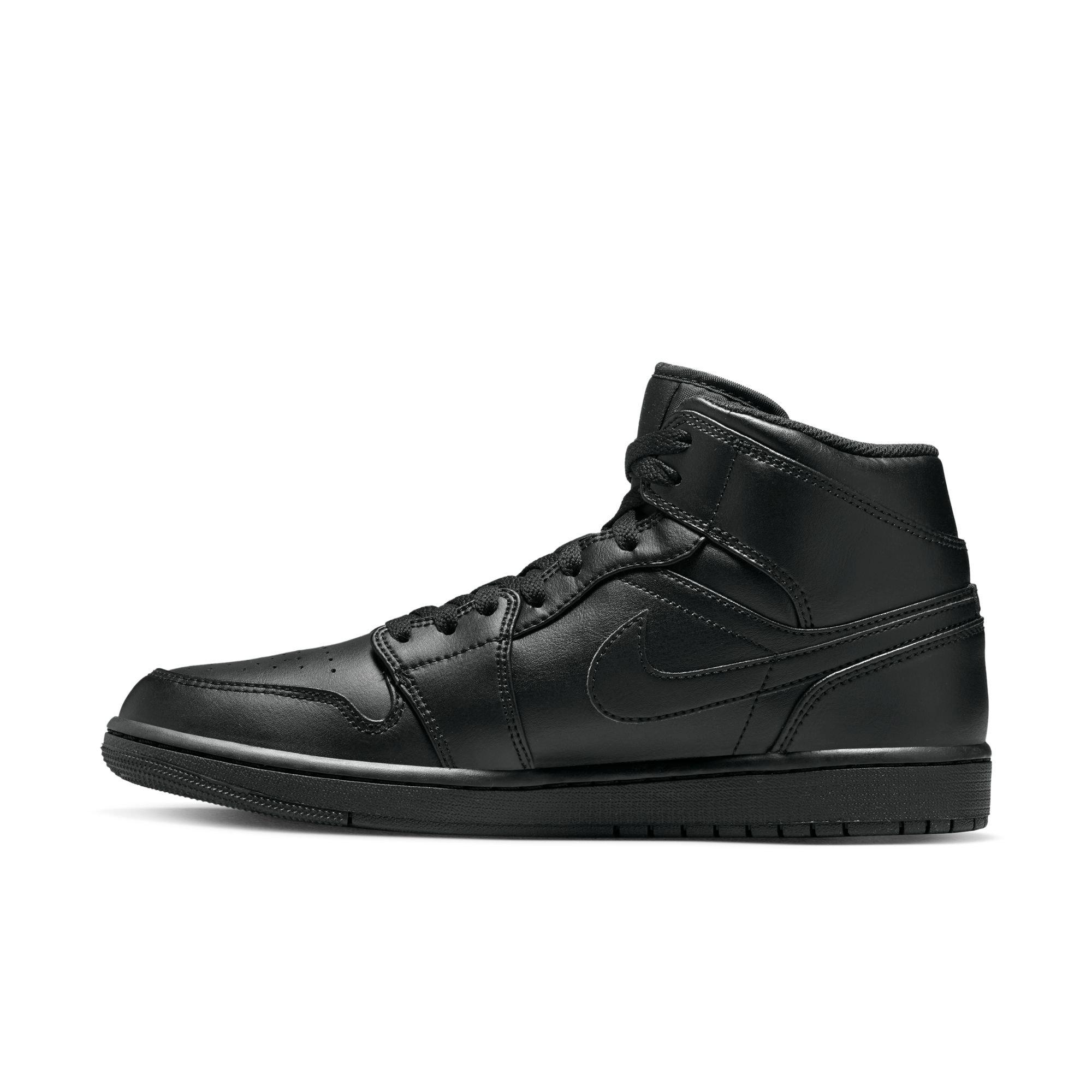 Jordan 1 Mid "Black/Black" Men's Shoe - BLACK Thumbnail View 6