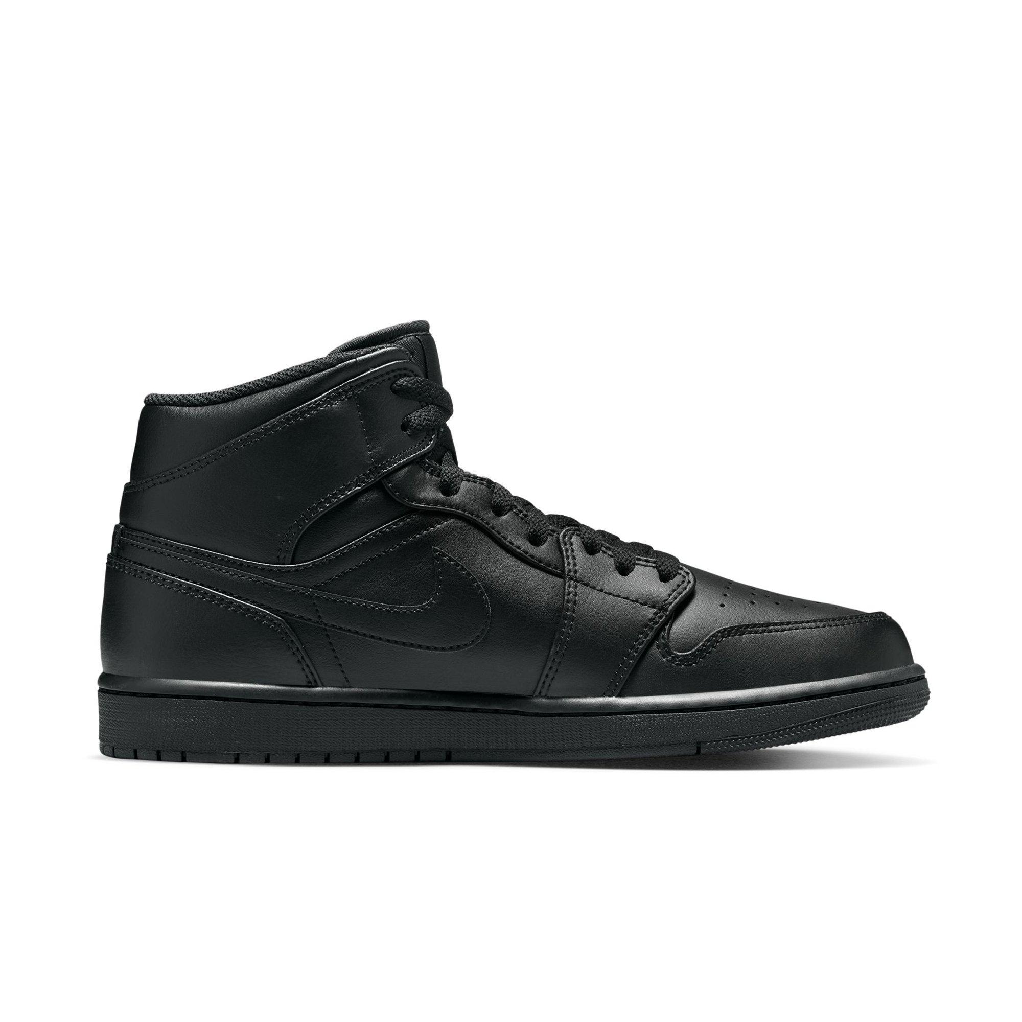 Jordan 1 Mid "Black/Black" Men's Shoe - BLACK Thumbnail View 2