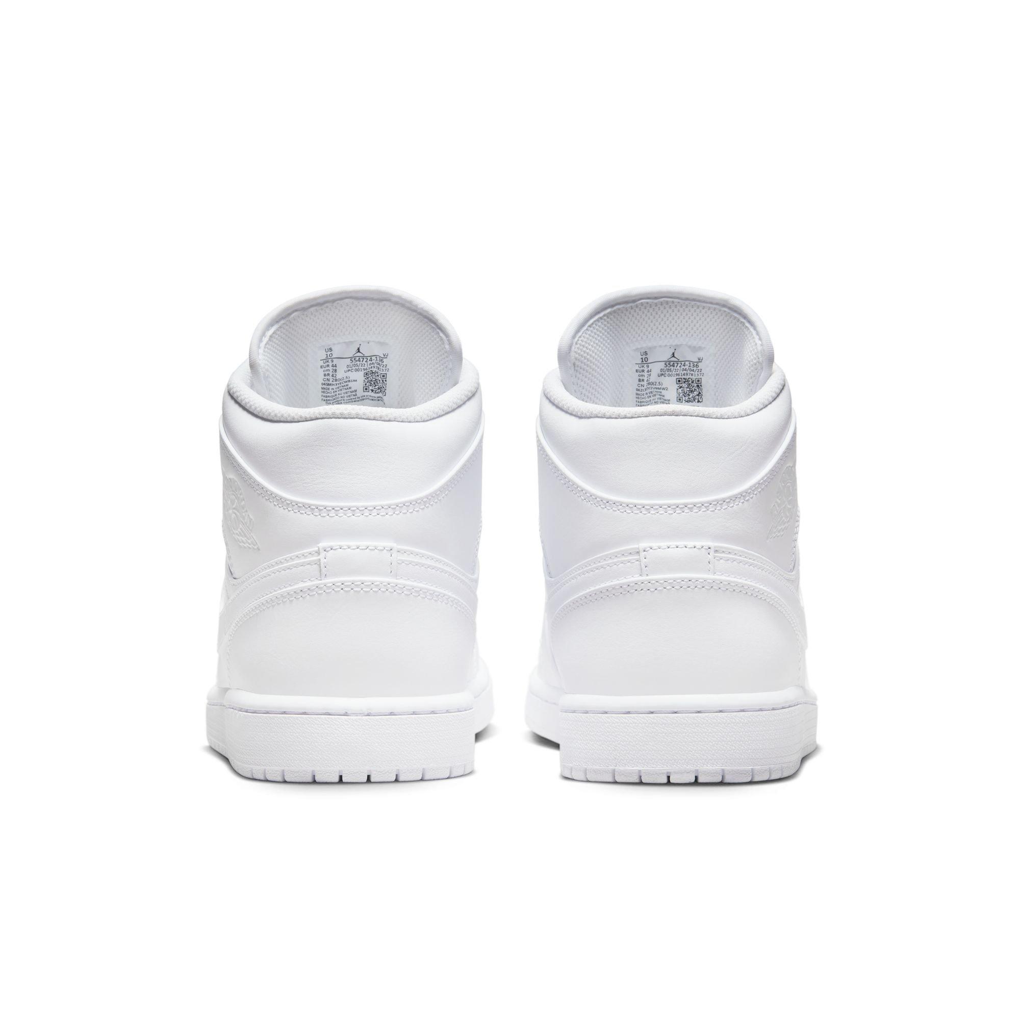 Jordan 1 Mid Men's "White/White" Shoe