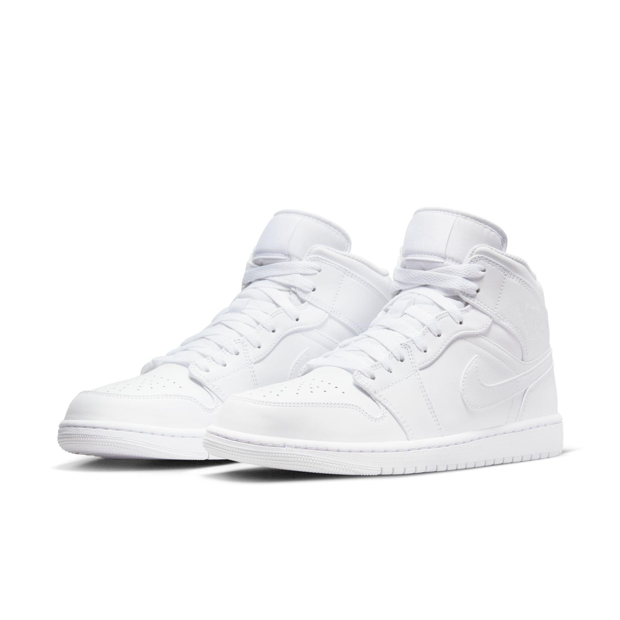 Jordan 1 Mid Men's "White/White" Shoe
