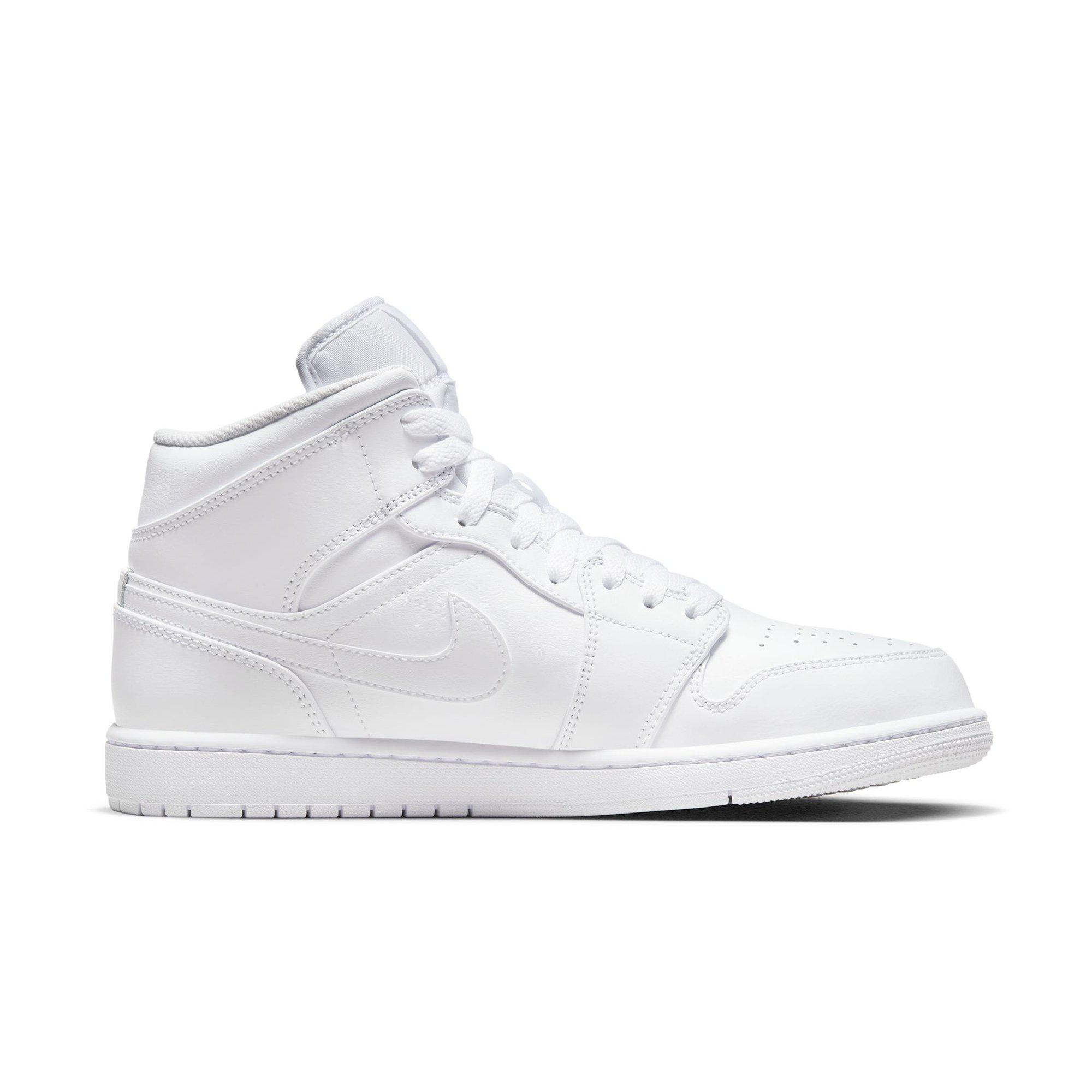 Jordan 1 Mid White/White Men's Shoe - Hibbett