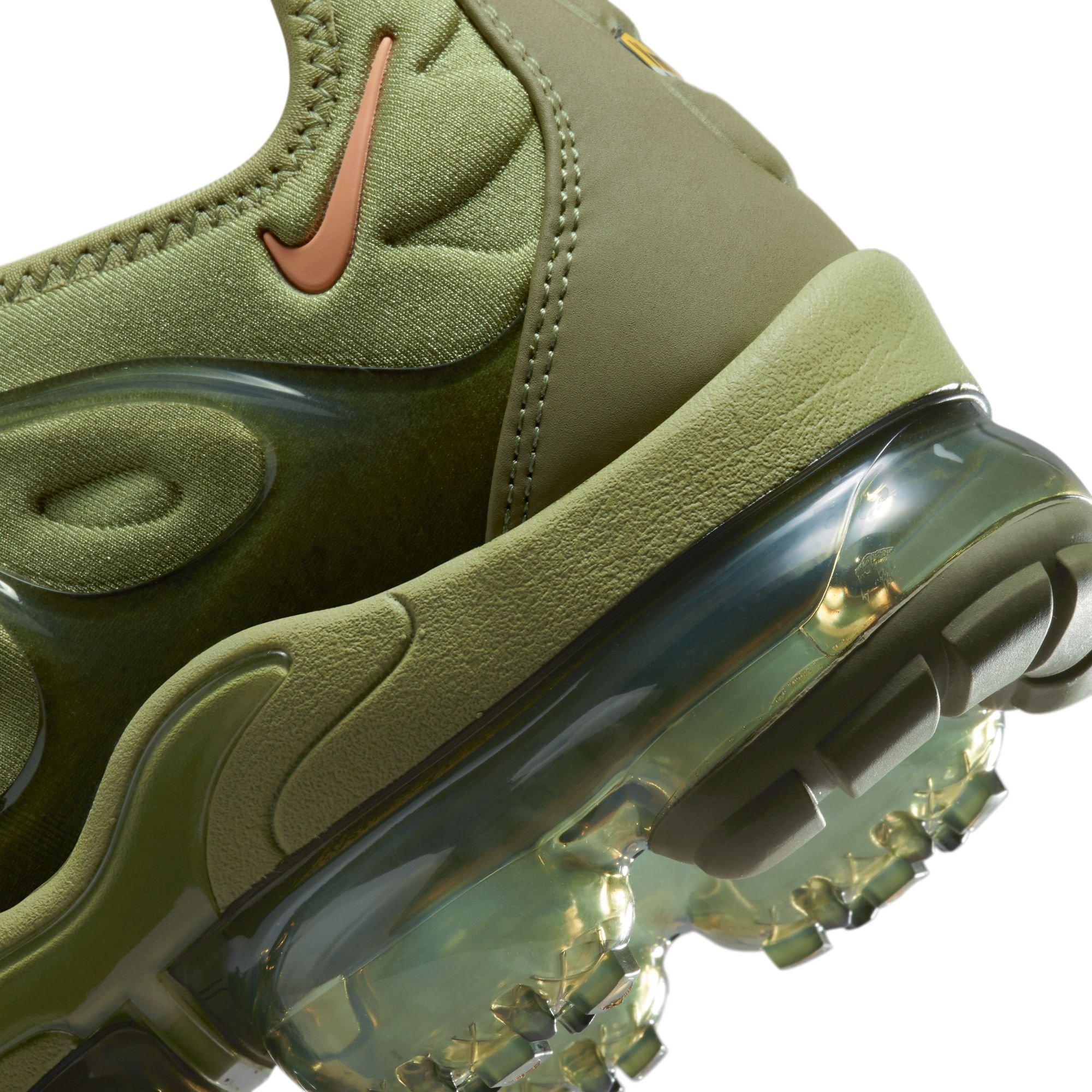 Nike Air VaporMax Plus "Alligator/Orange Trance/Medium Olive" Women's Running Shoe - OLIVE Thumbnail View 3