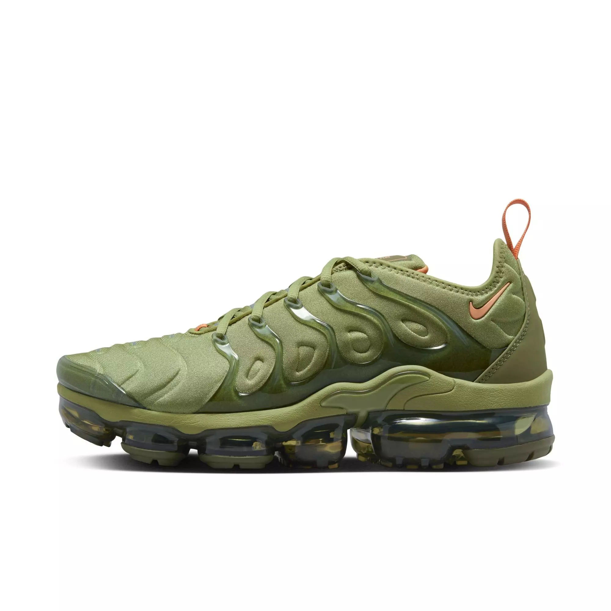 Nike Air VaporMax Plus "Alligator/Orange Trance/Medium Olive" Women's Running Shoe - OLIVE