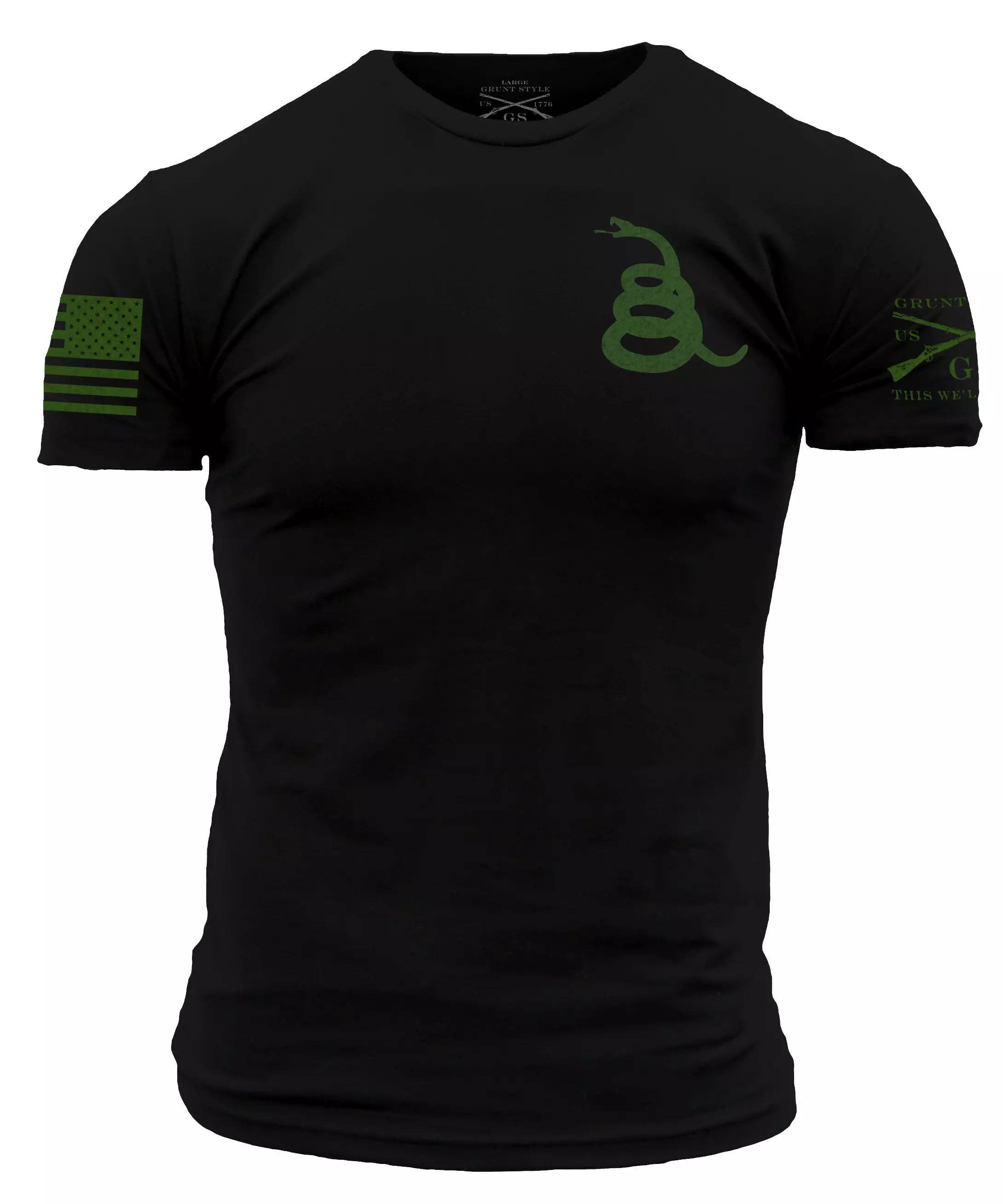 Grunt Style Men's Concealed Gadsden Tee-Black - BLACK