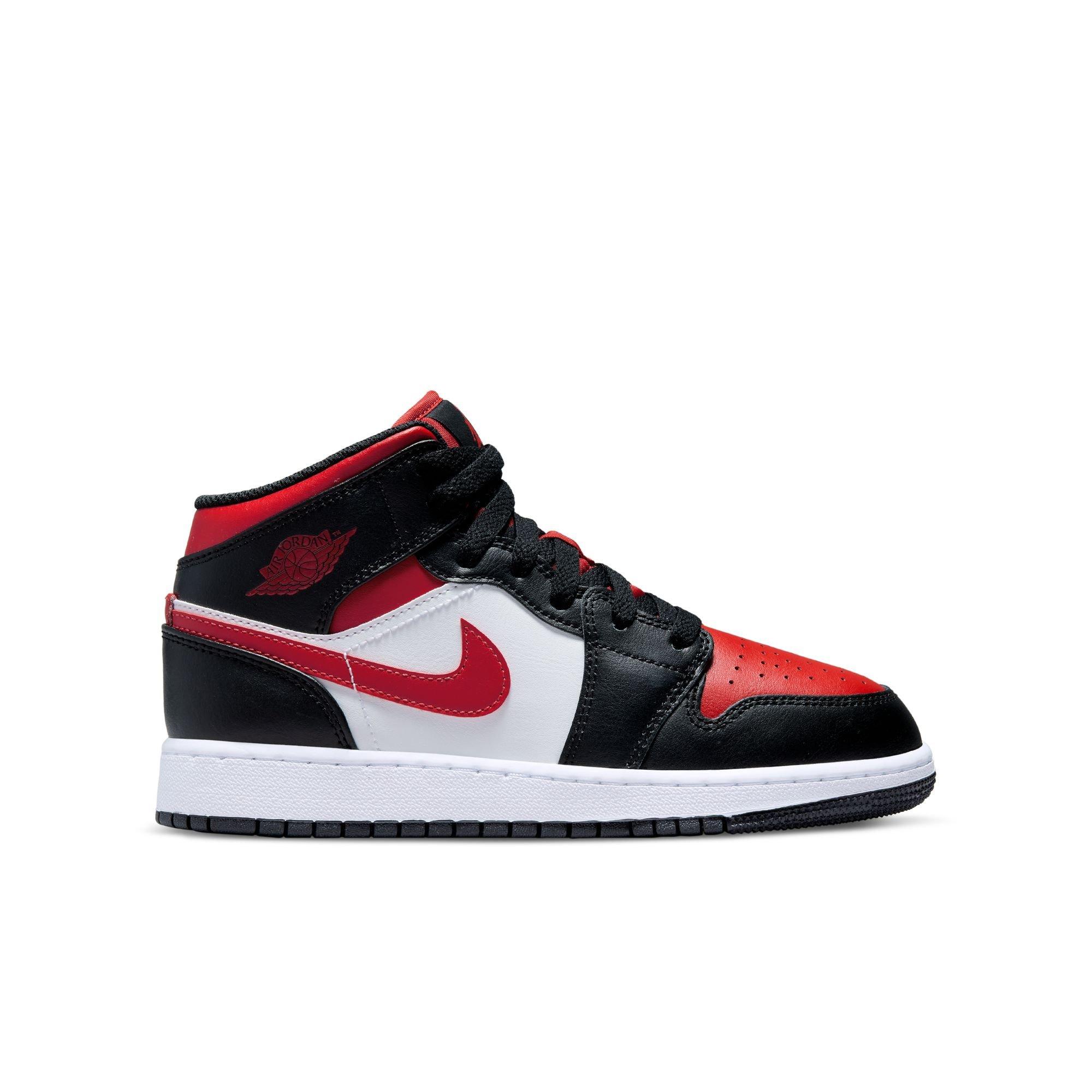 black and red jordans grade school