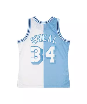 Men's Mitchell & Ness Shaquille O'Neal Powder Blue/White Los Angeles Lakers  Hardwood Classics 1996-97 Split Swingman Jersey