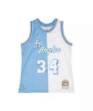 Men's Los Angeles Lakers Shaquille O'Neal Mitchell & Ness Powder Blue/White Hardwood Classics 1996-97 Split Swingman Jersey XL