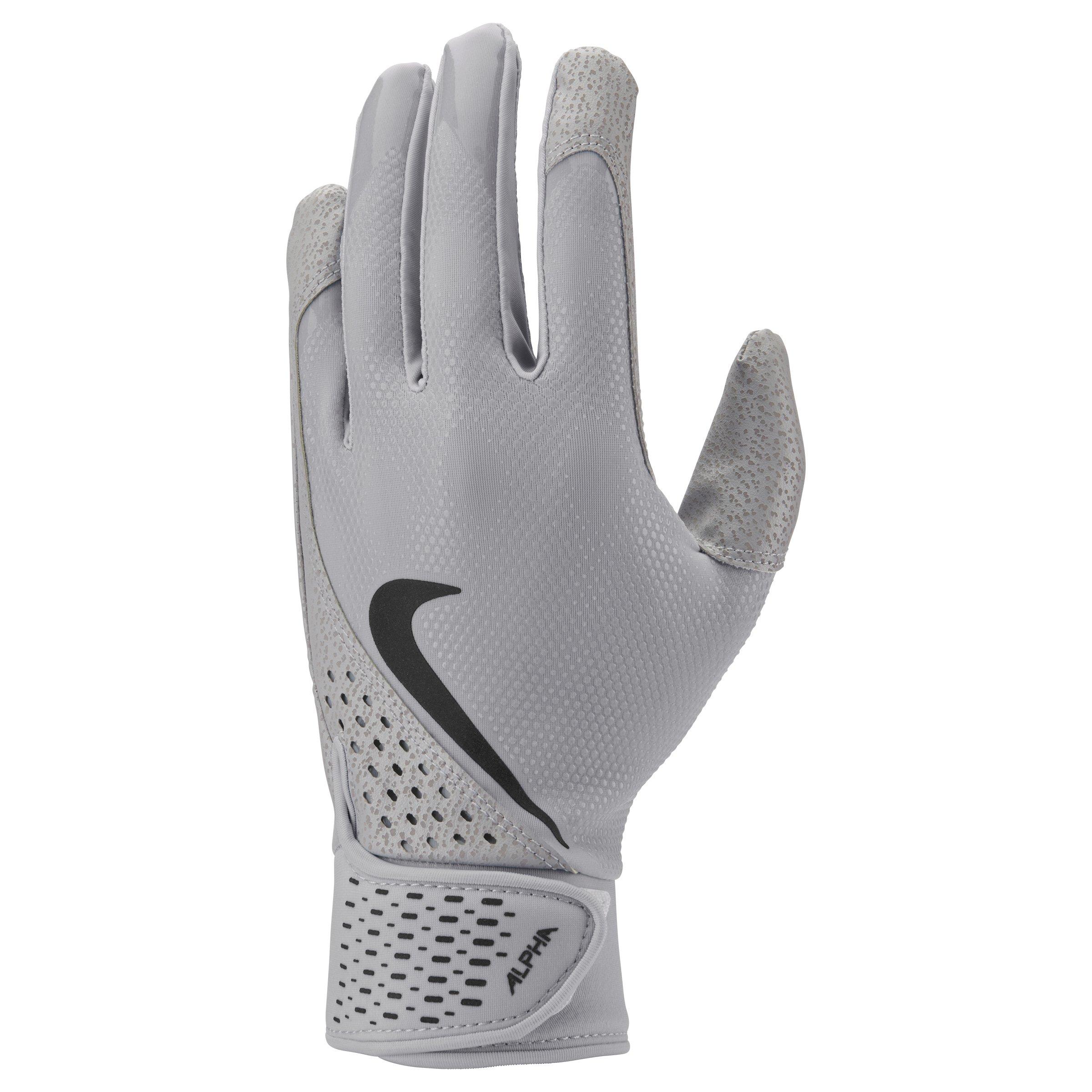 Nike Alpha Baseball Batting Gloves - Grey/Black - GREY/BLACK Thumbnail View 1