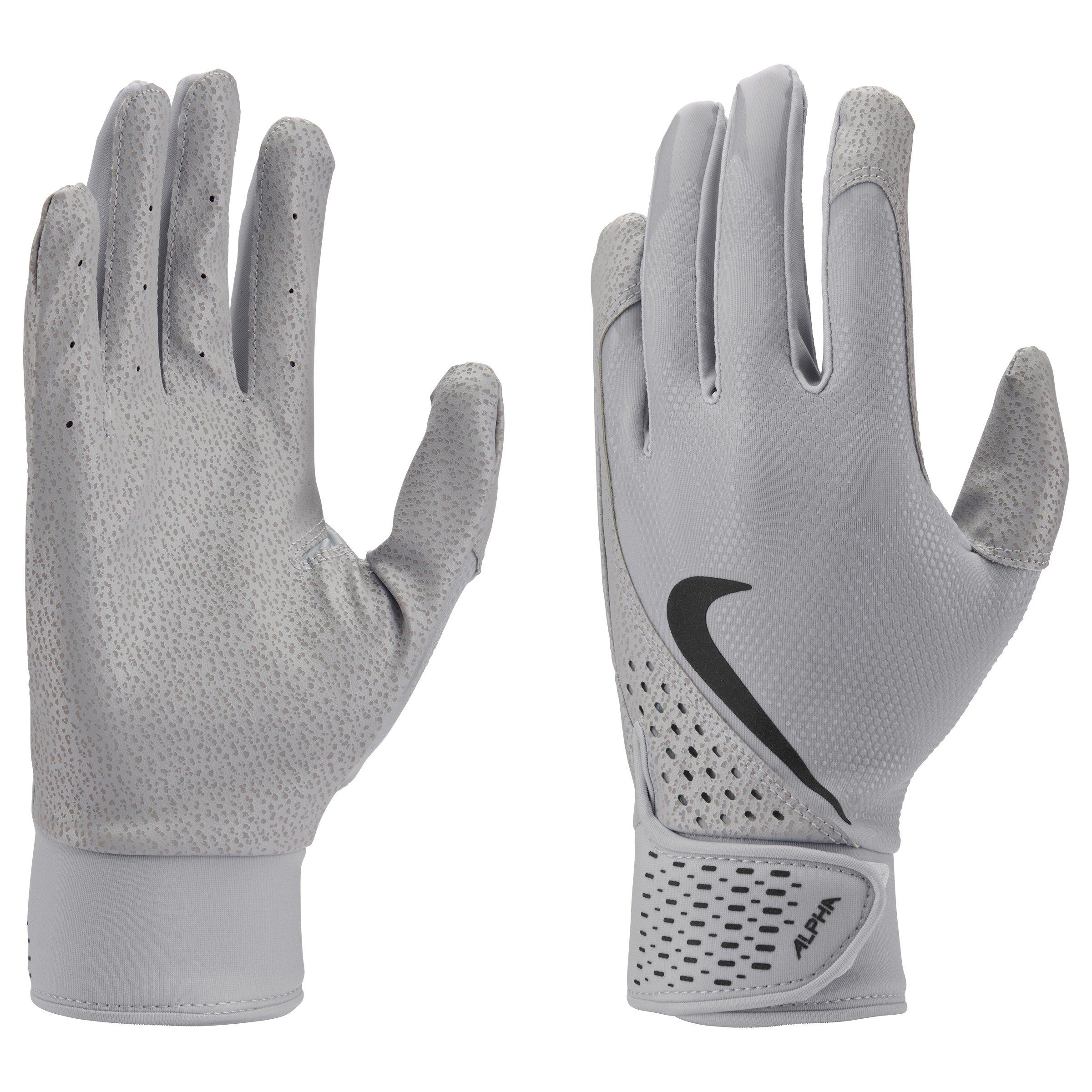 Nike Alpha Baseball Batting Gloves - Grey/Black - GREY/BLACK Thumbnail View 3