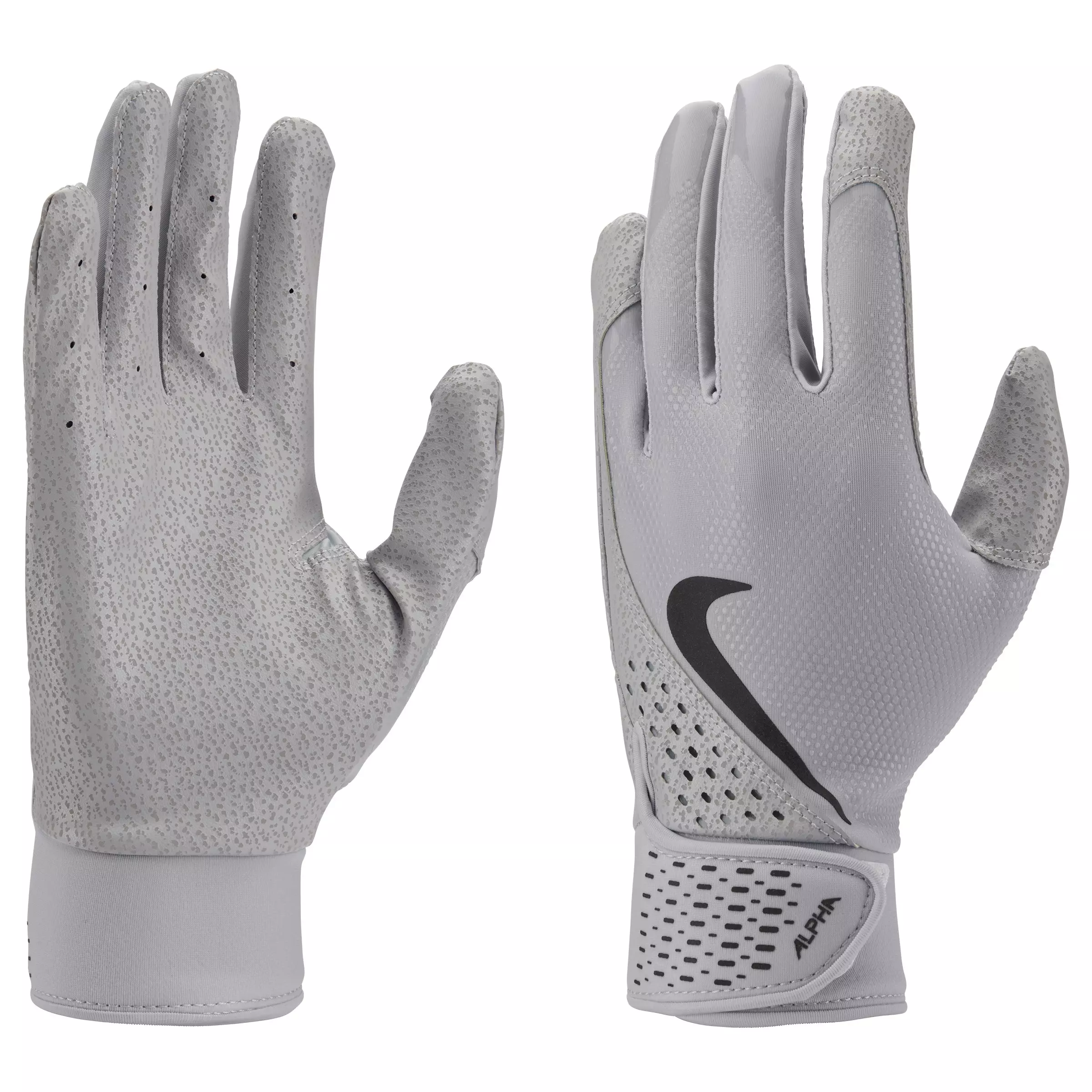 Nike Alpha Baseball Batting Gloves - Grey/Black - GREY/BLACK