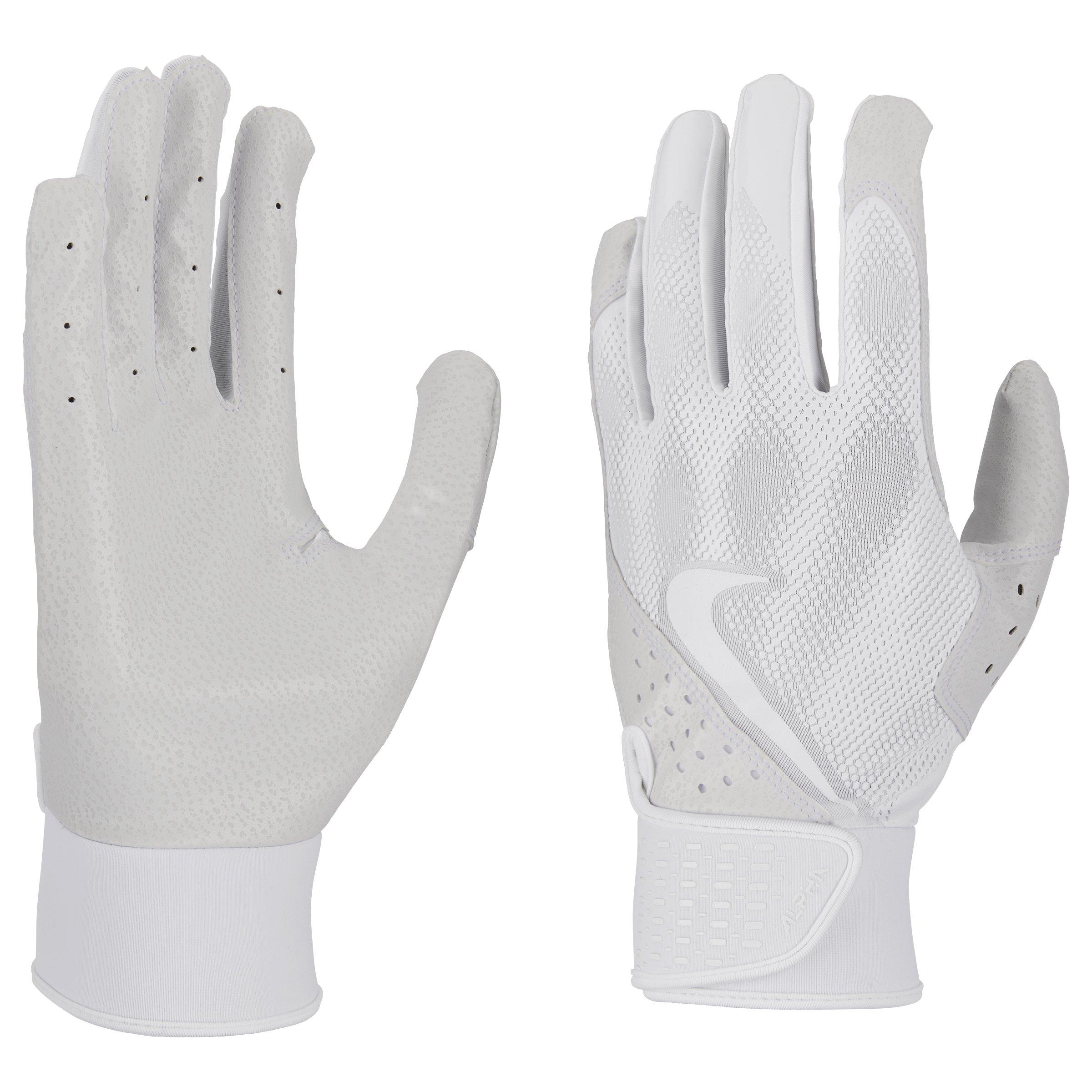 Nike Alpha Baseball Batting Gloves - White - WHITE Thumbnail View 3
