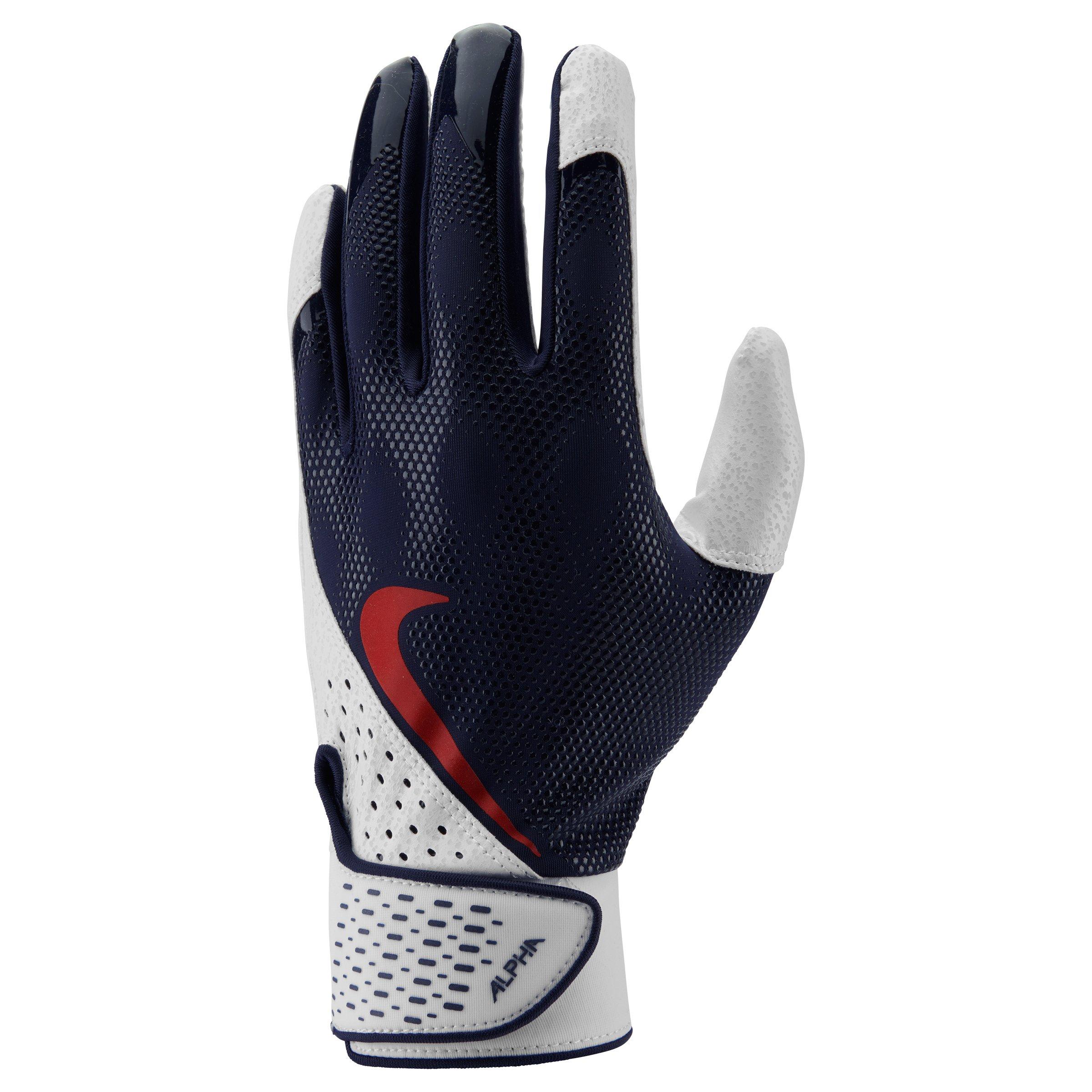 Nike Alpha Baseball Batting Gloves - Navy/White/Red - NAVY/WHITE/RED Thumbnail View 1