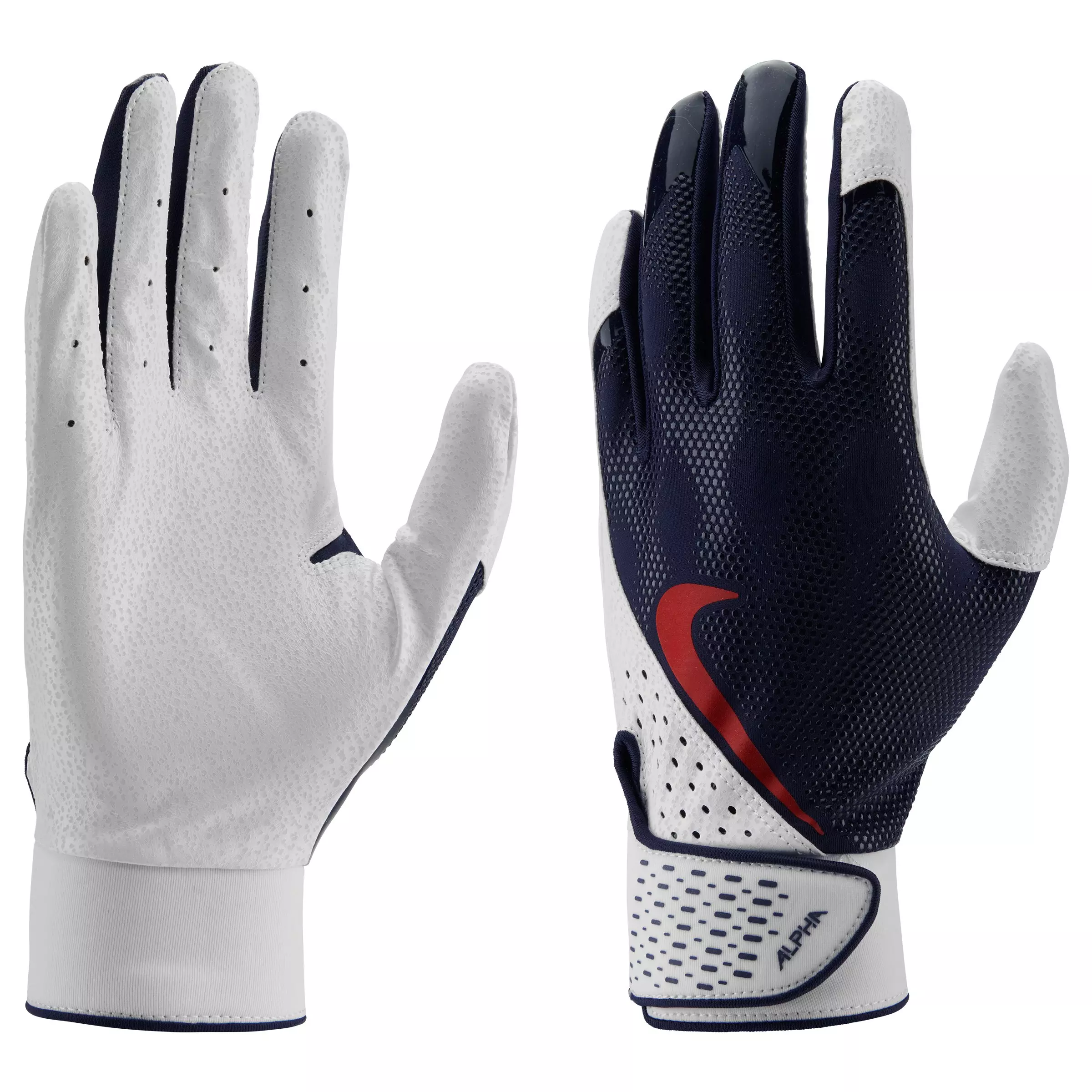 Nike Alpha Baseball Batting Gloves - Navy/White/Red - NAVY/WHITE/RED