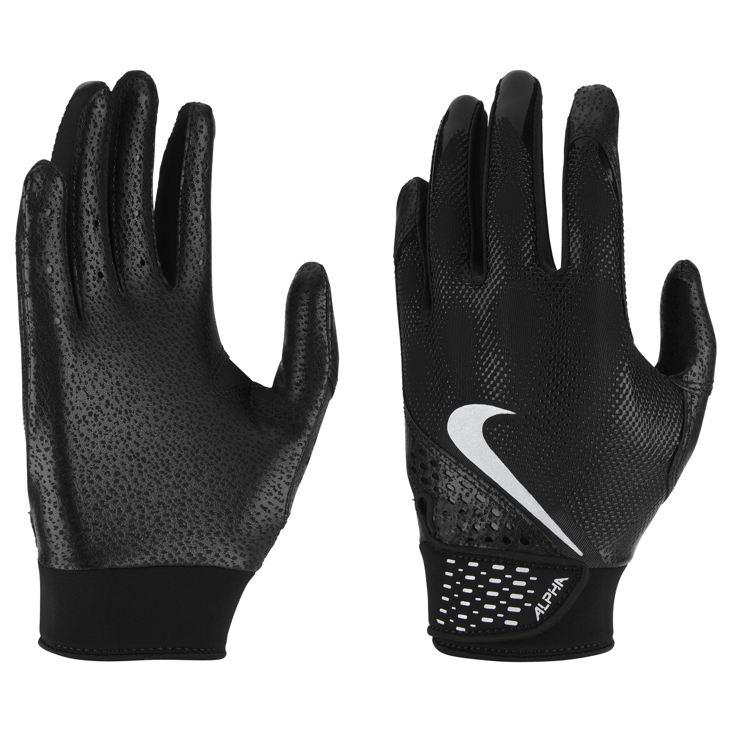 Nike Alpha Youth Baseball Batting Gloves - Black/Silver