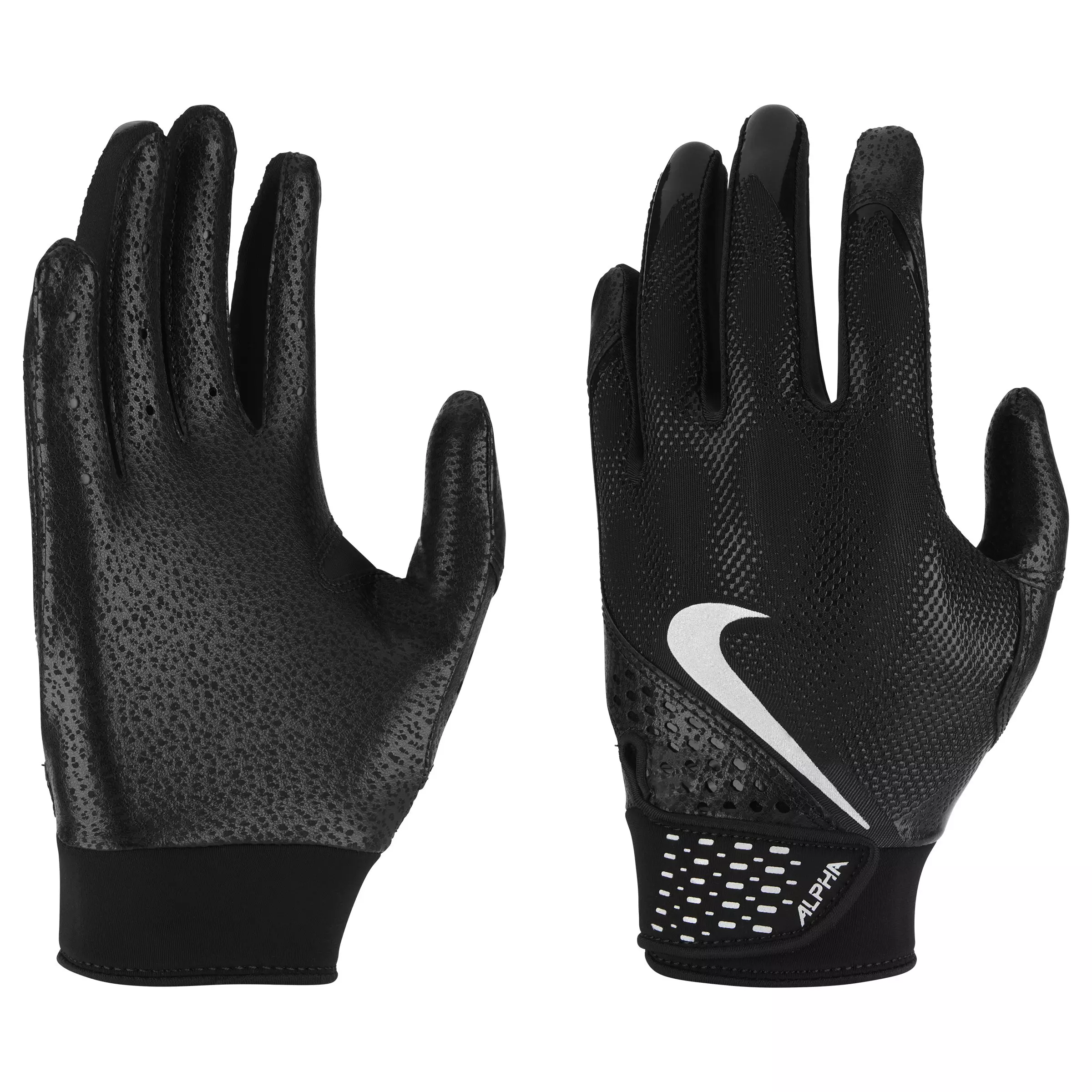 Nike Alpha Youth Baseball Batting Gloves - Black/Silver - BLACK/SILVER