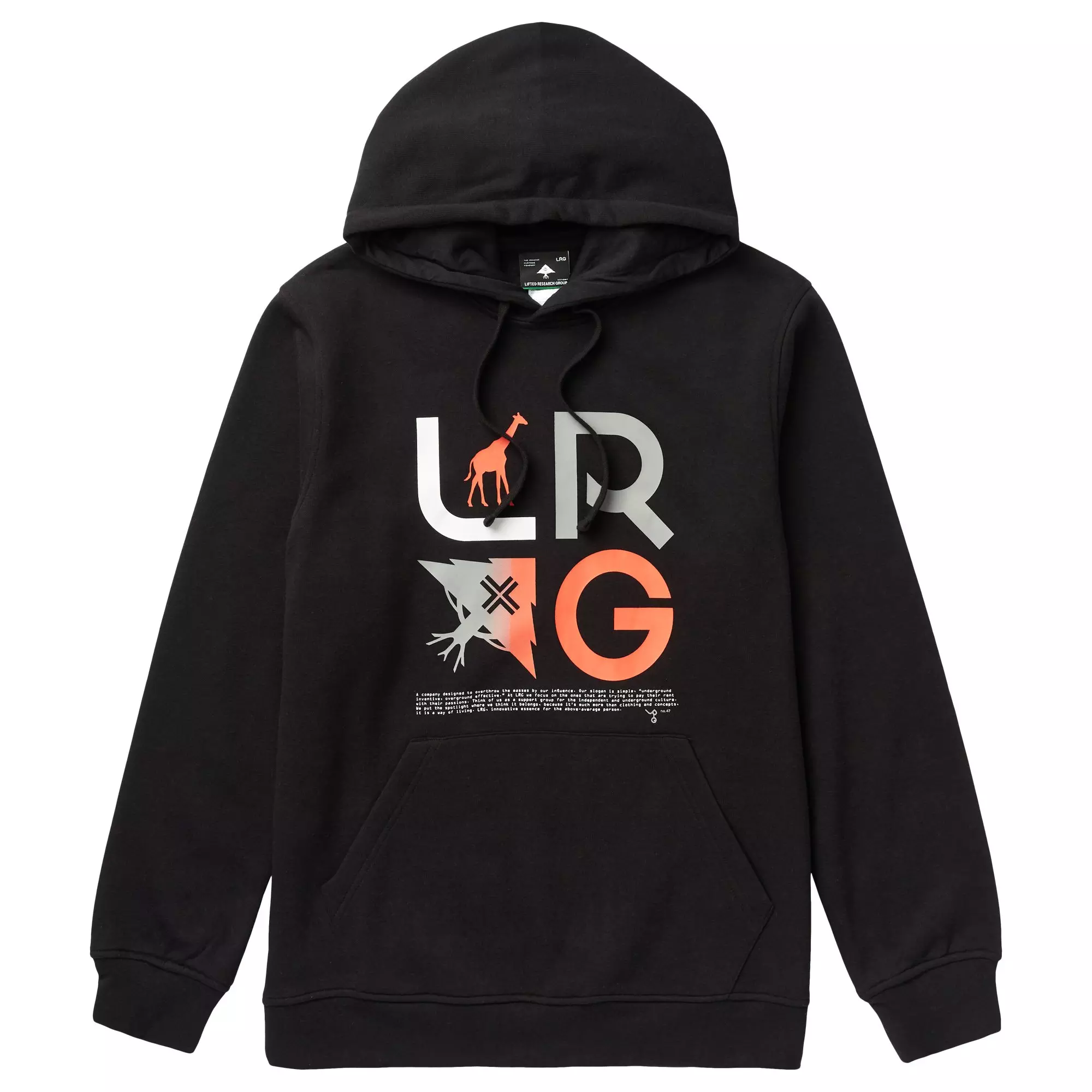 LRG Men's Simple Slogan Hoodie - Black - BLACK