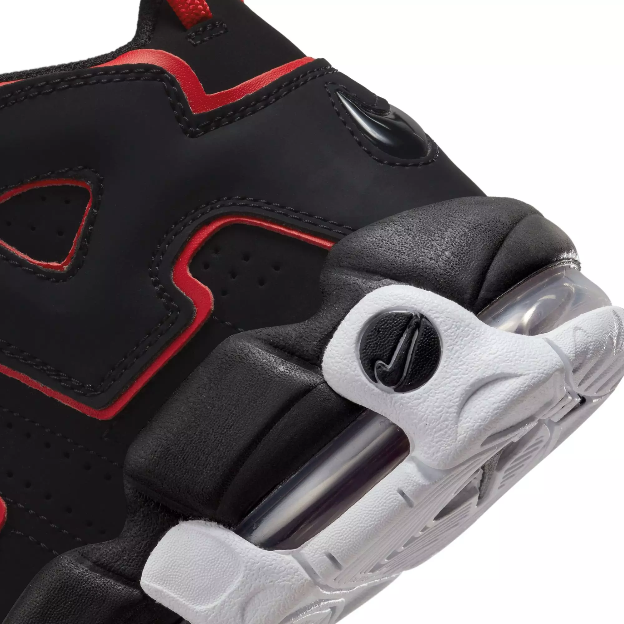 Nike Air More Uptempo "Black/White/University Red" Grade School Boys' Shoe - BLACK/RED