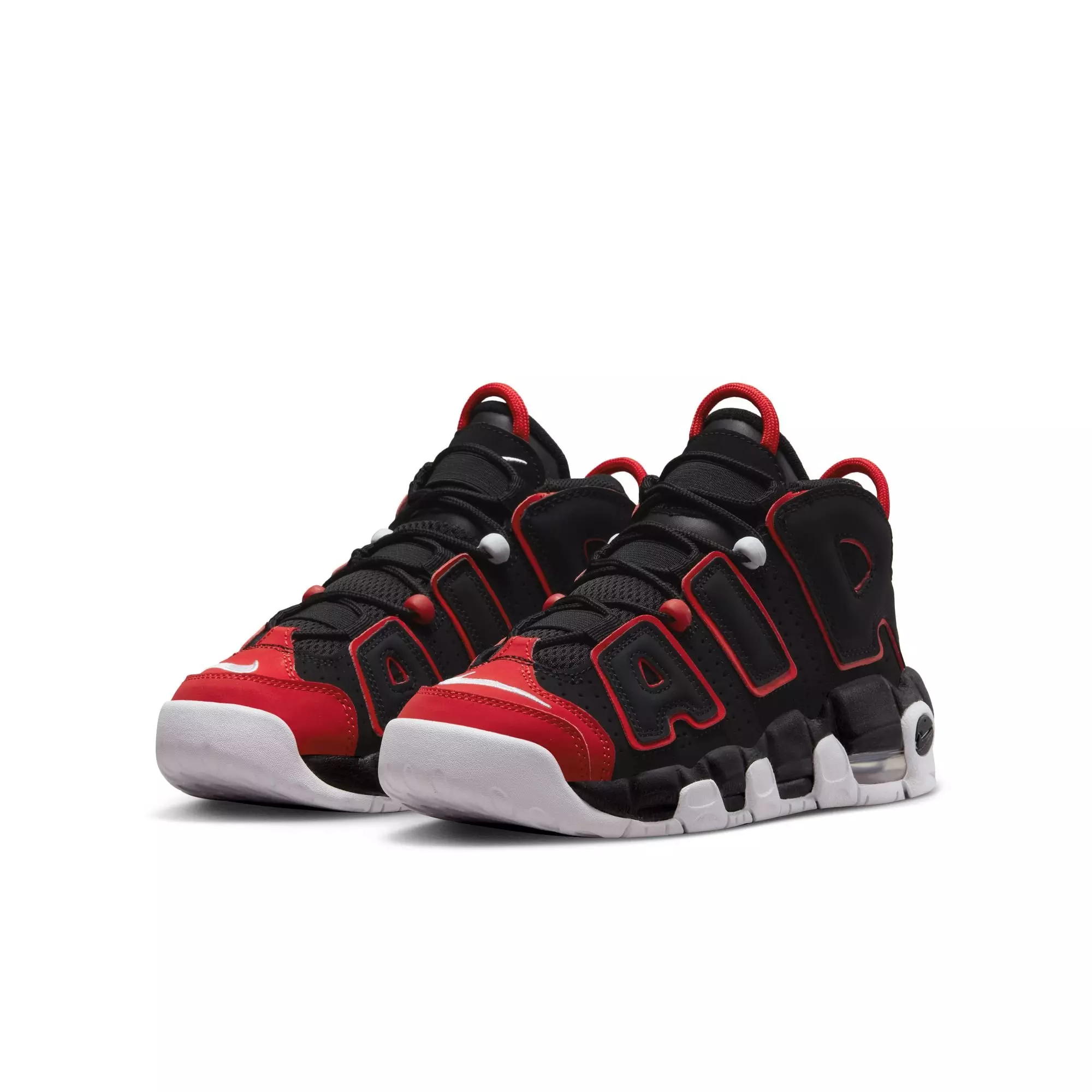 Nike Air More Uptempo "Black/White/University Red" Grade School Boys' Shoe - BLACK/RED