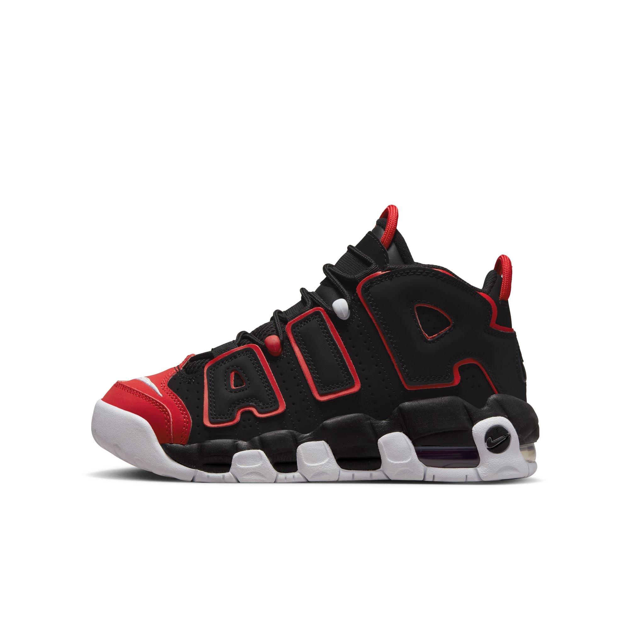 Nike Air More Uptempo "Black/White/University Red" Grade School Boys' Shoe - BLACK/RED Thumbnail View 5