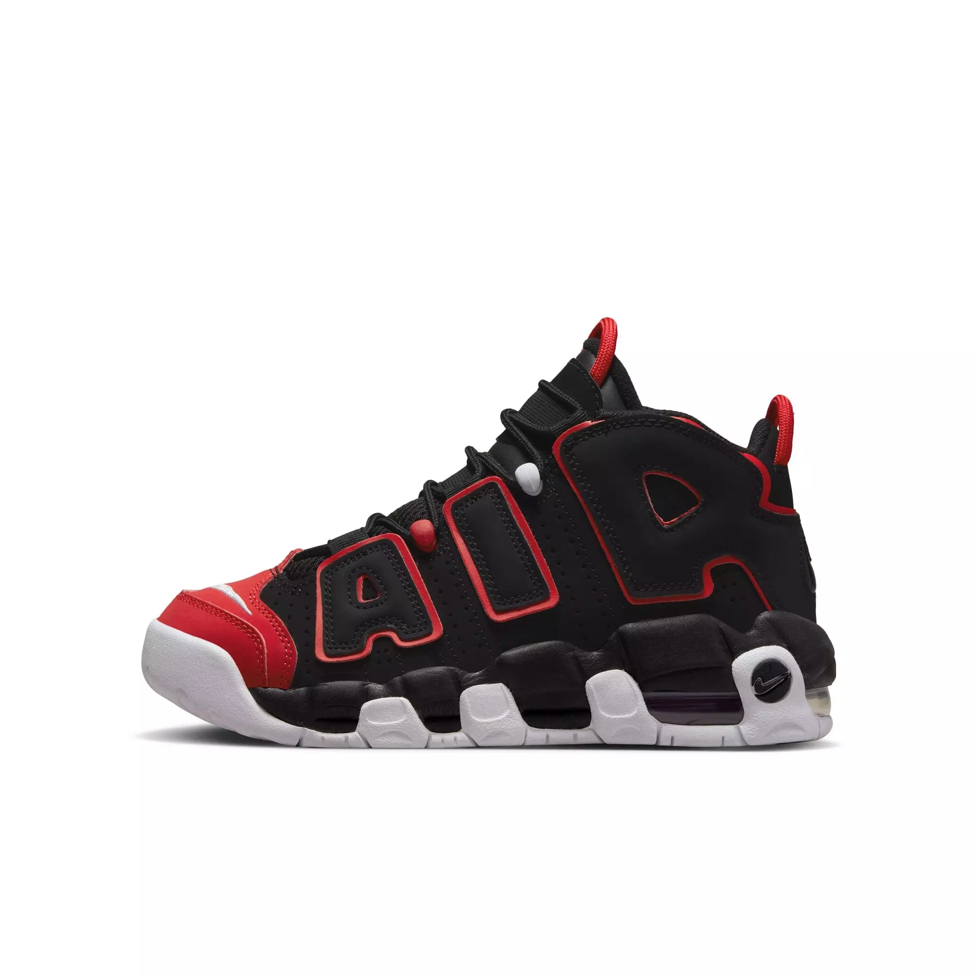 Nike Air More Uptempo "Black/White/University Red" Grade School Boys' Shoe - BLACK/RED